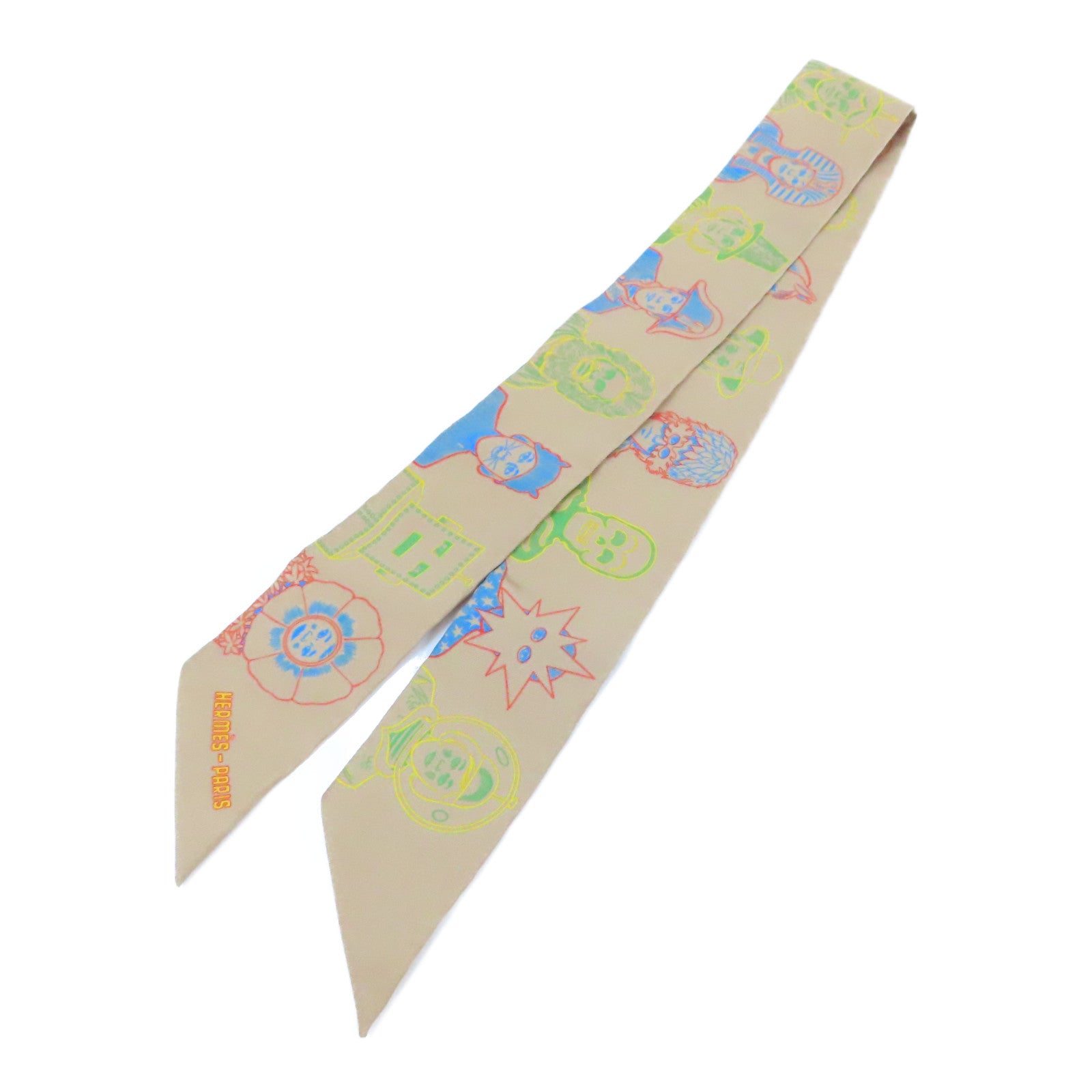 HERMES 絲質Twilly Scarf絲巾啡色