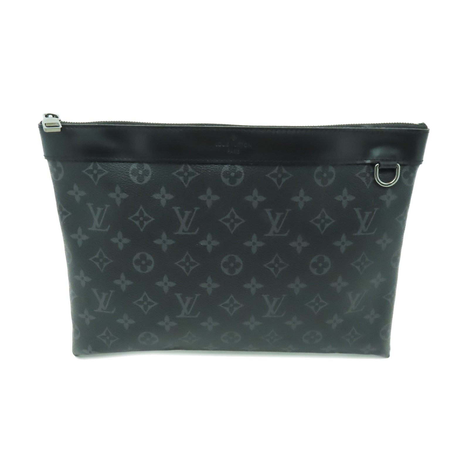 LOUIS VUITTON 【激減優惠】Monogram Eclipse Discouery Pochette銀扣手拿包黑色/灰色