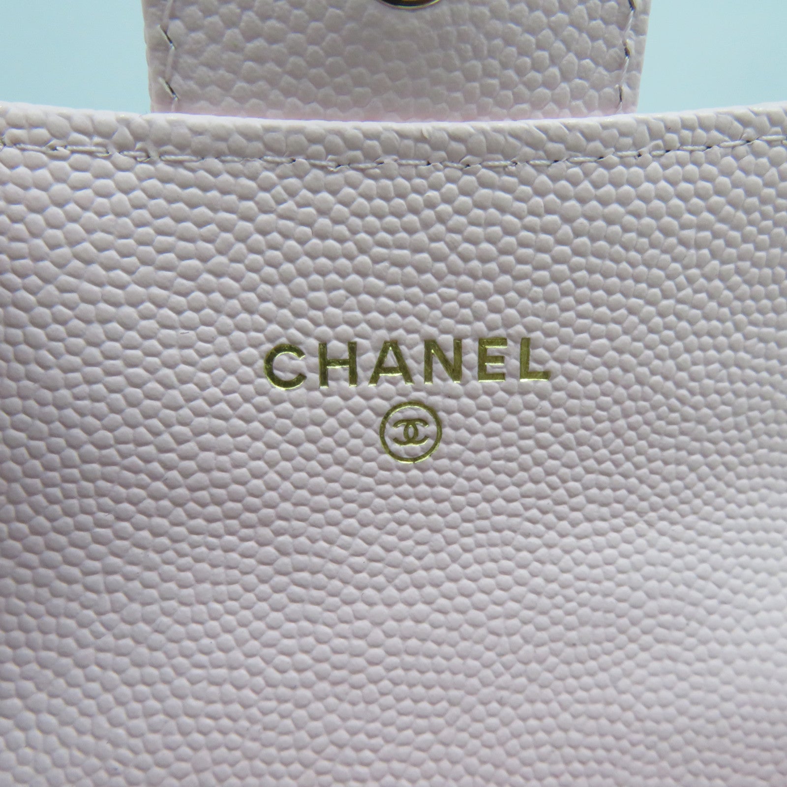 CHANEL 菱格Caviar皮革Card Holder金扣卡片套粉紅色