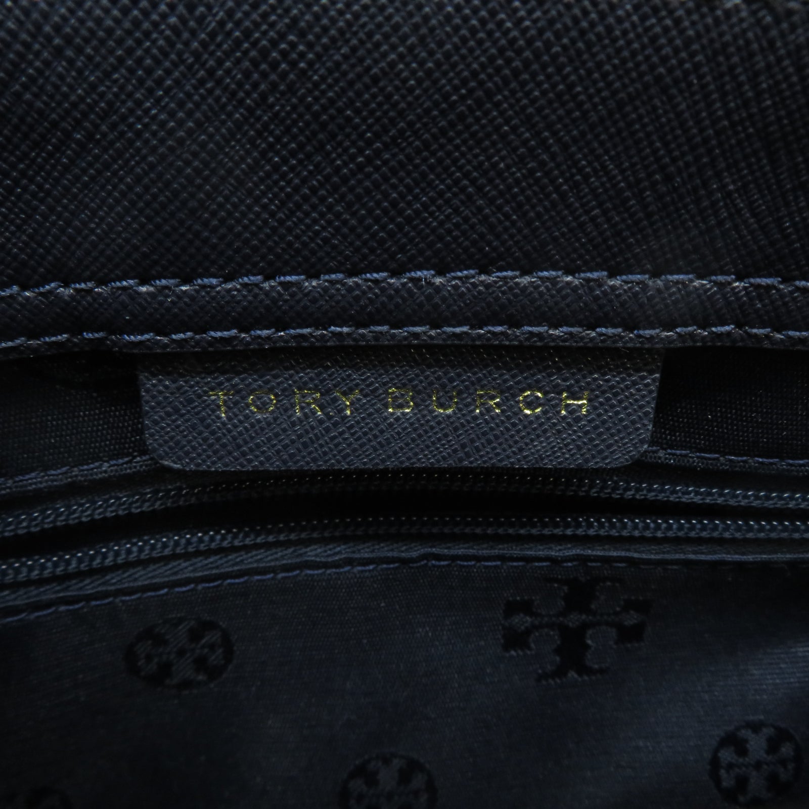 Tory Burch 牛皮皮革2 Way Shoulder金扣手挽肩背兩用袋深藍色