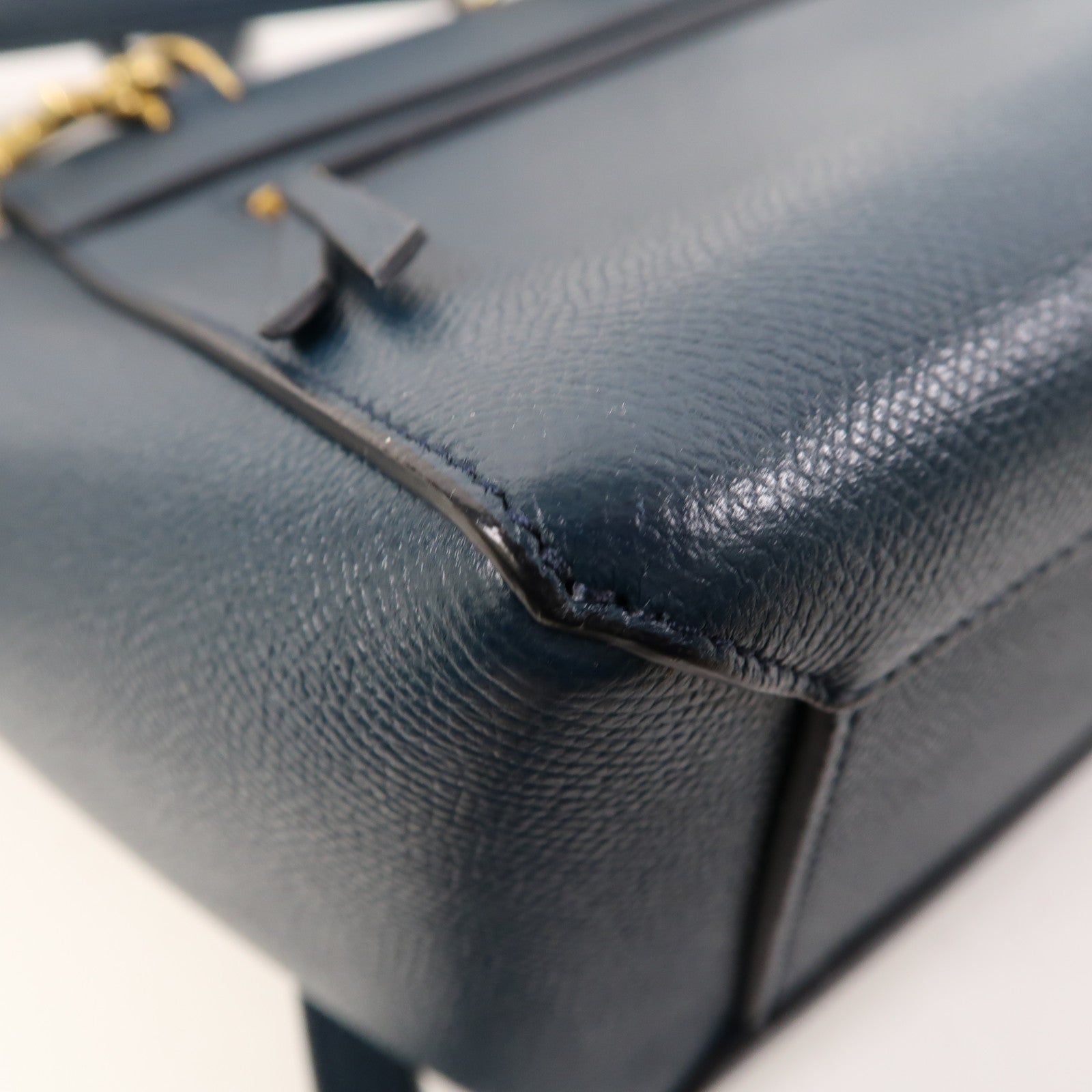 CELINE 牛皮皮革Micro Belt Bag金扣手挽肩背兩用袋藍色
