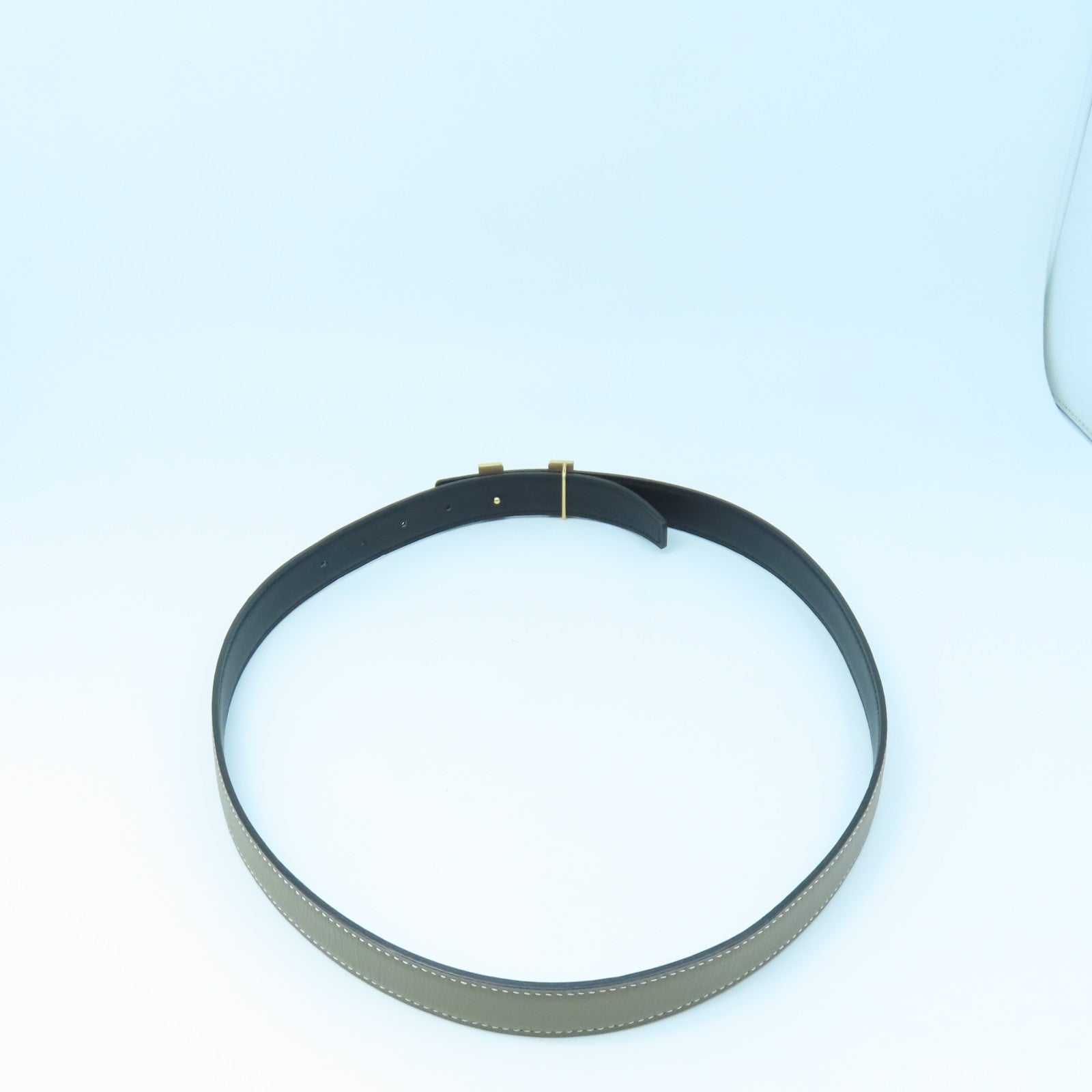 HERMES Veau Epsom Leather H Belt 80Cm Gold Buckle Belt Elephant Gray