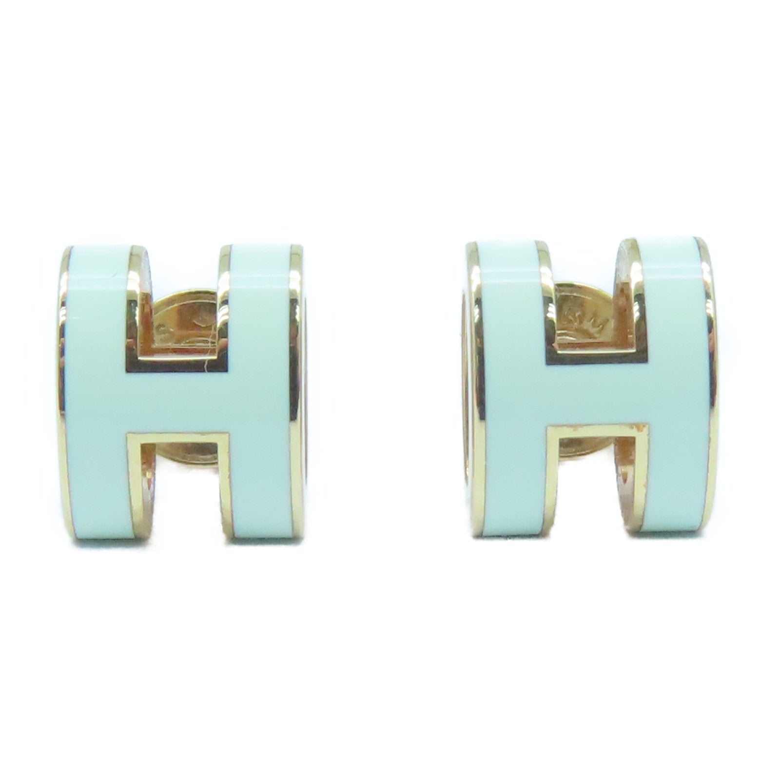 HERMES 金屬Mini Pop H Earring耳環白色