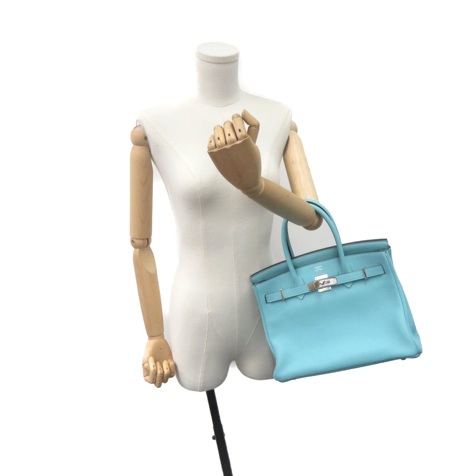 HERMES 【激減優惠】Togo皮革Birkin 30 Hand Bag銀扣手挽袋Blue Atoll馬龍藍色