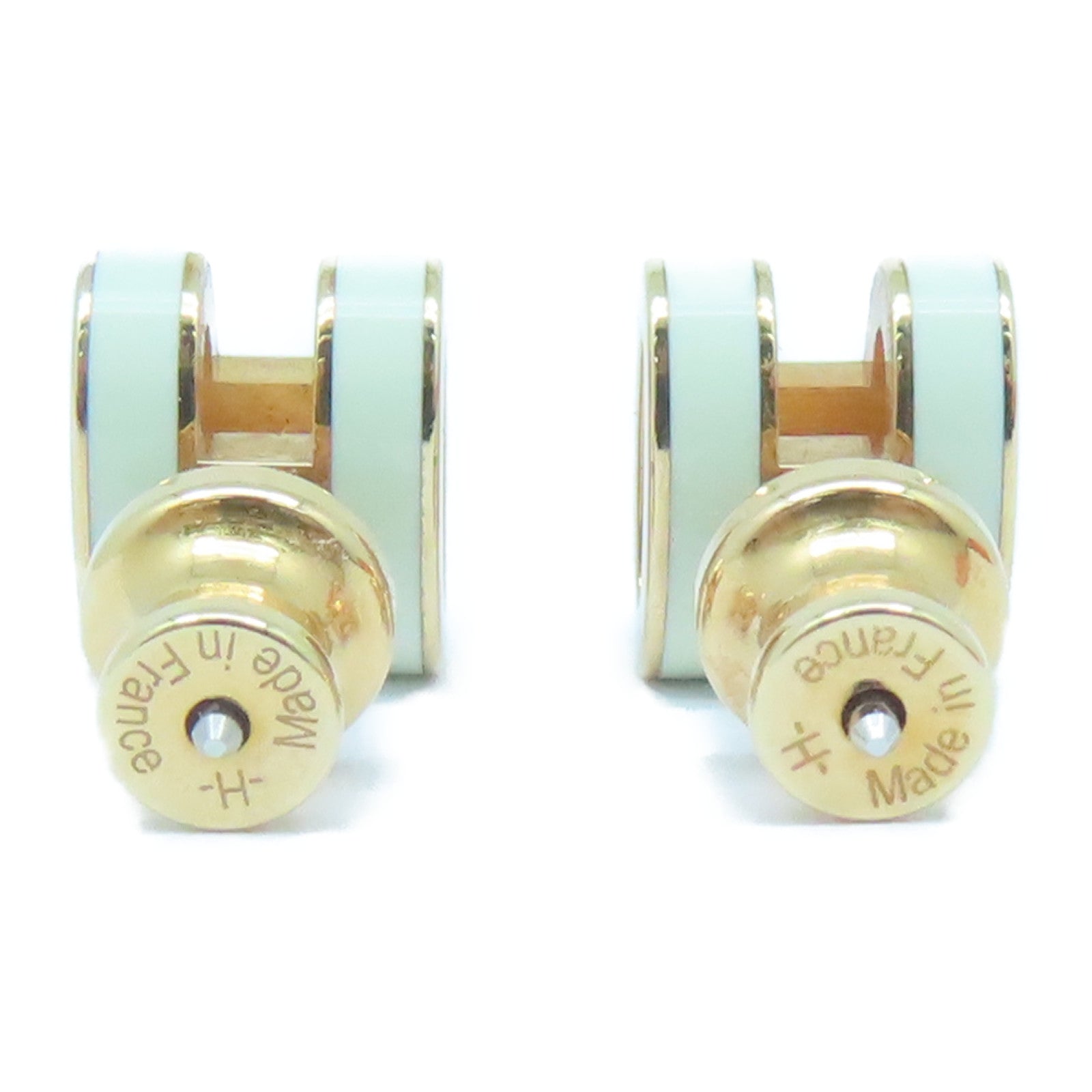 HERMES 金屬Mini Pop H Earring耳環白色
