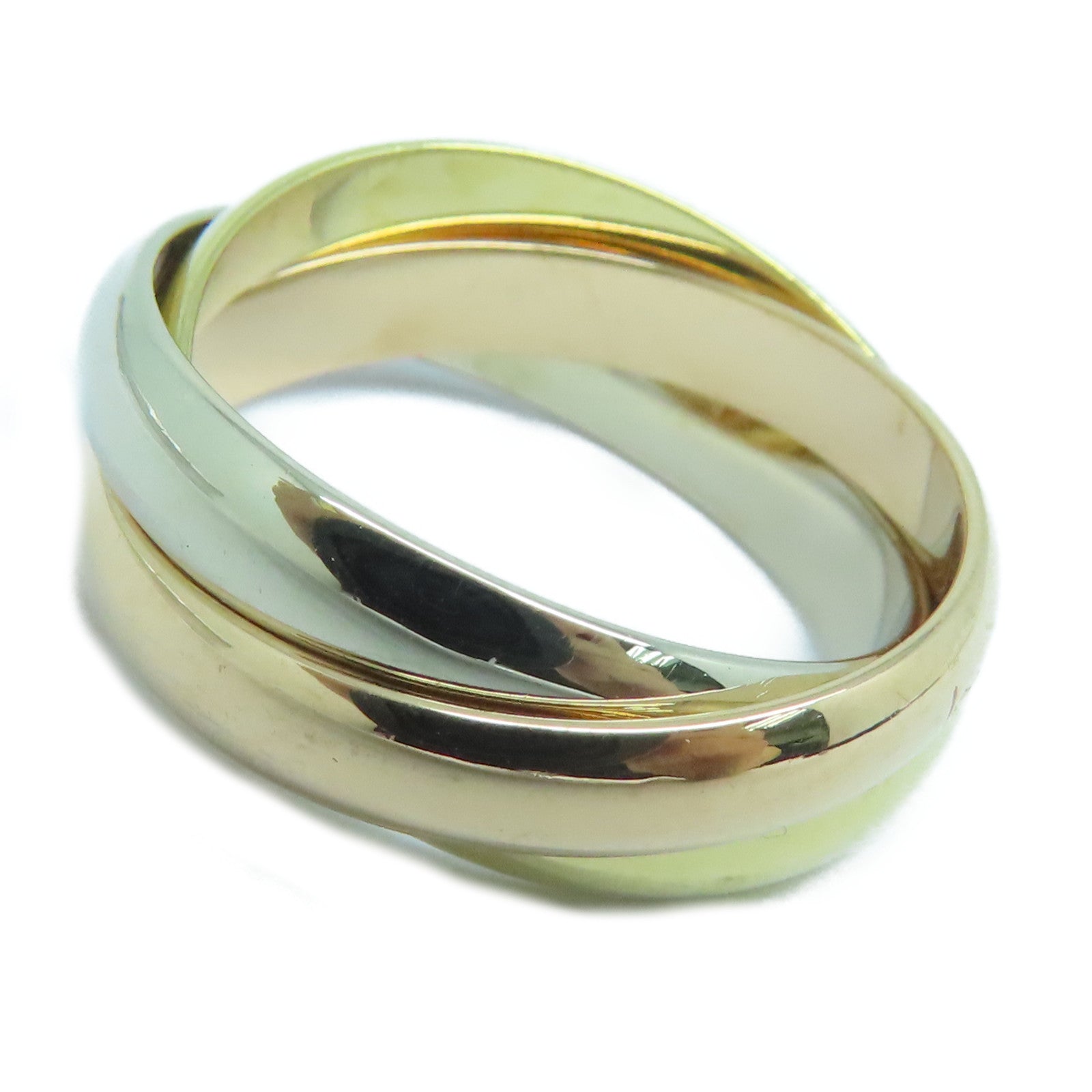 CARTIER 18K黃金/玫瑰金/白金Trinity戒指US#6.75/Cartier#54金色/粉金色/銀色