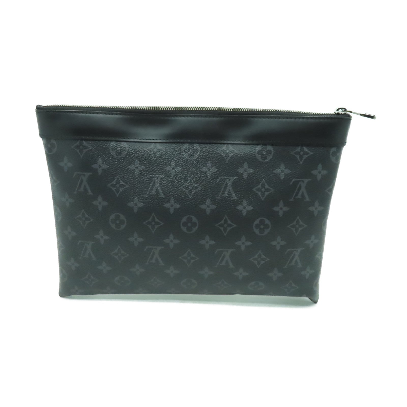 LOUIS VUITTON 【激減優惠】Monogram Eclipse Discouery Pochette銀扣手拿包黑色/灰色