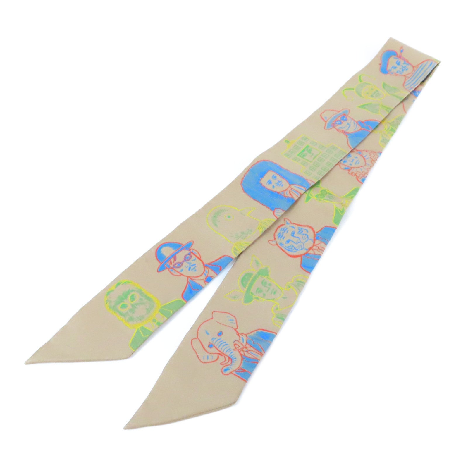 HERMES 絲質Twilly Scarf絲巾啡色