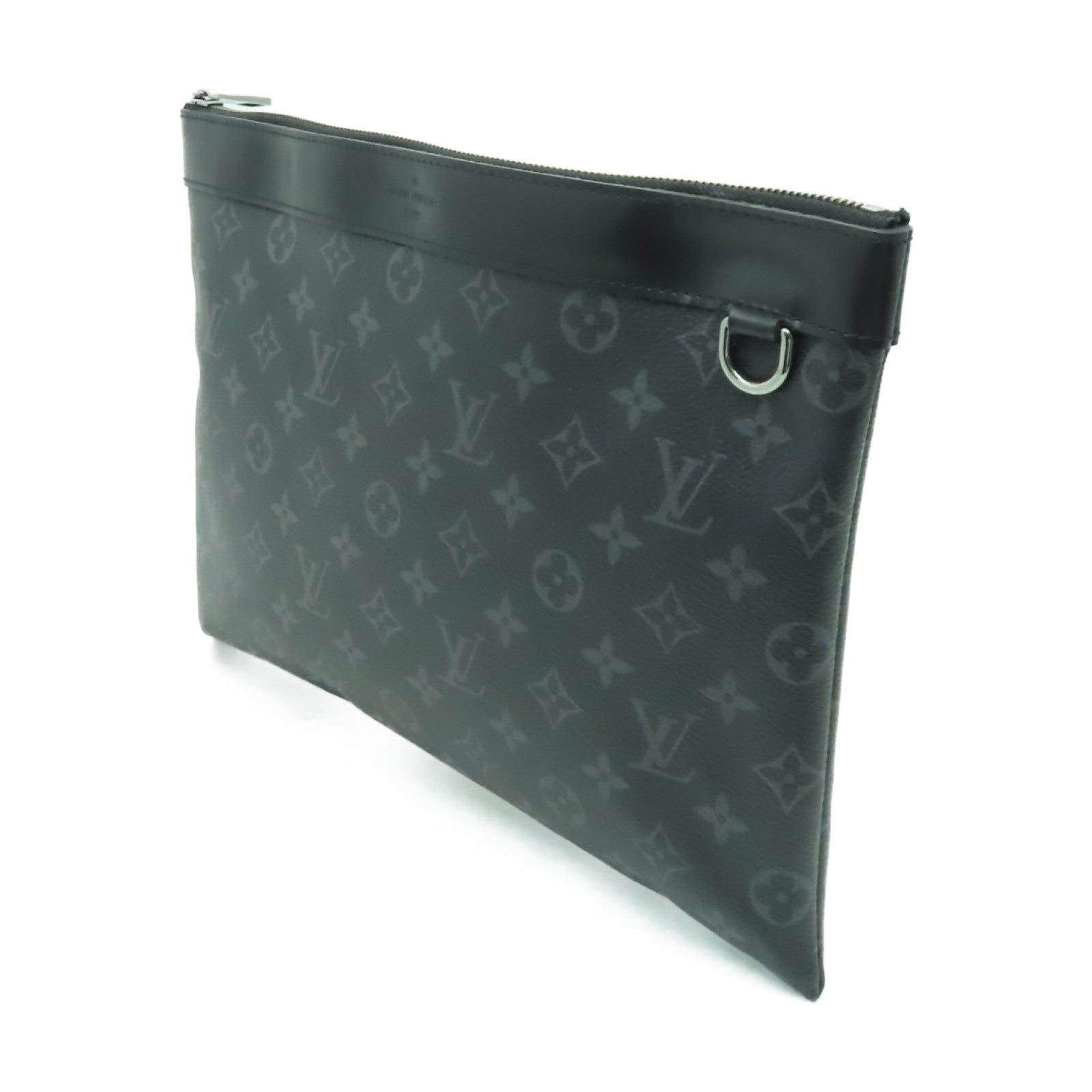 LOUIS VUITTON 【激減優惠】Monogram Eclipse Discouery Pochette銀扣手拿包黑色/灰色