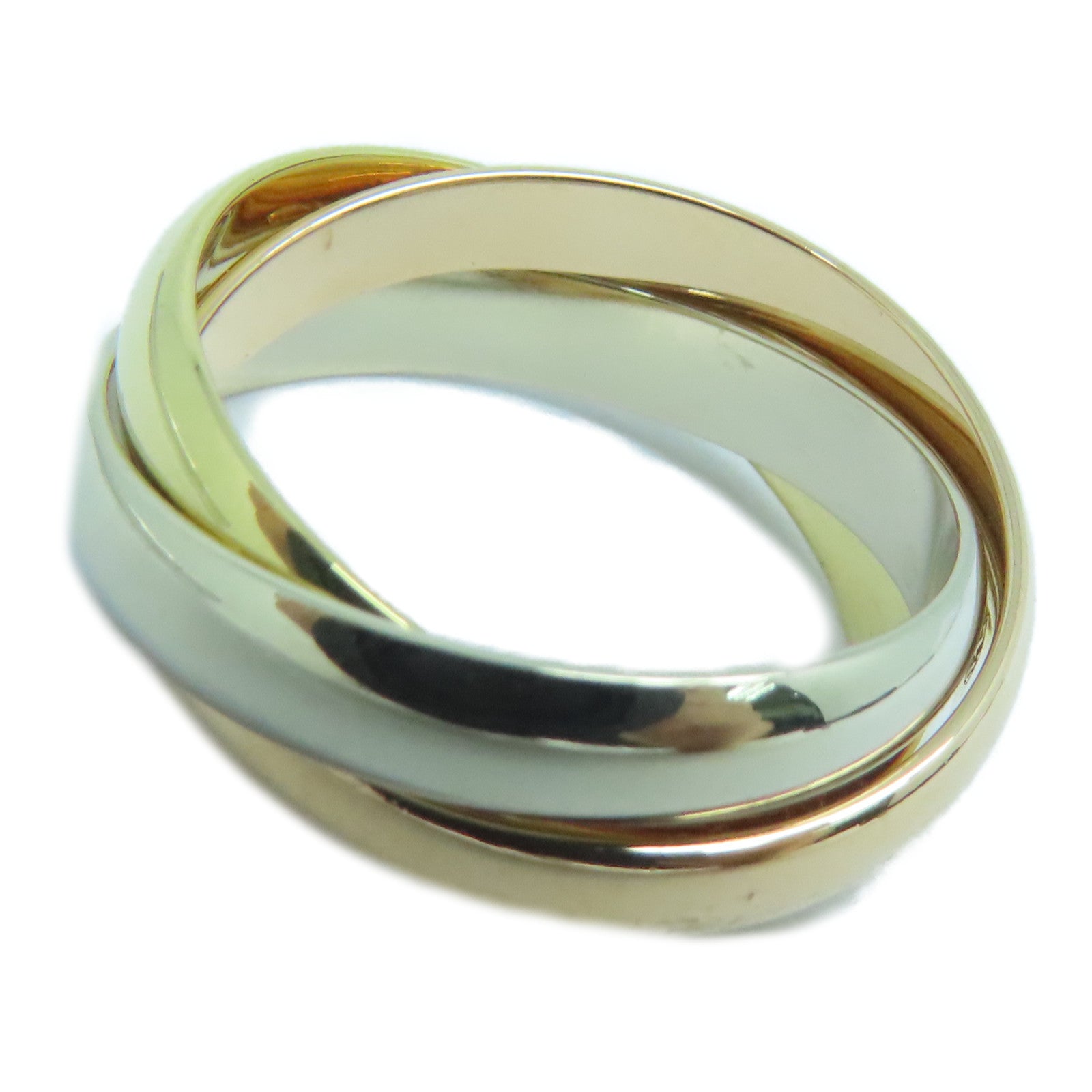 CARTIER 18K黃金/玫瑰金/白金Trinity戒指US#6.75/Cartier#54金色/粉金色/銀色