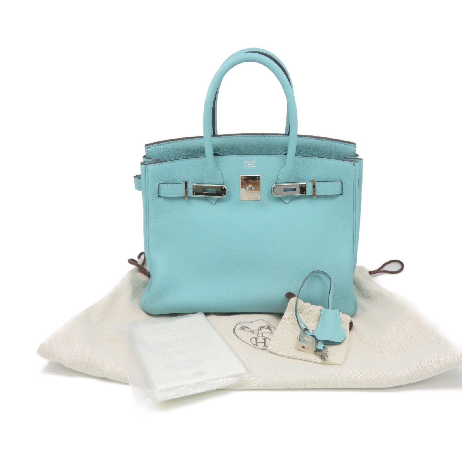 HERMES 【激減優惠】Togo皮革Birkin 30 Hand Bag銀扣手挽袋Blue Atoll馬龍藍色