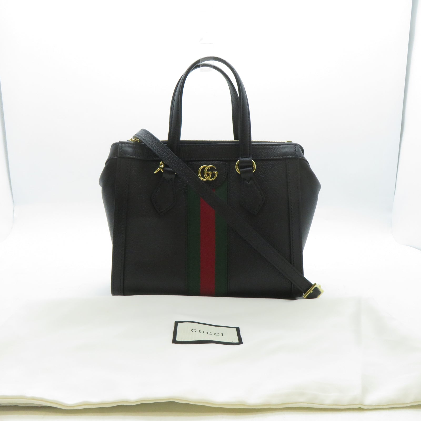 GUCCI 牛皮皮革Ophidia金扣手挽肩背兩用袋黑色