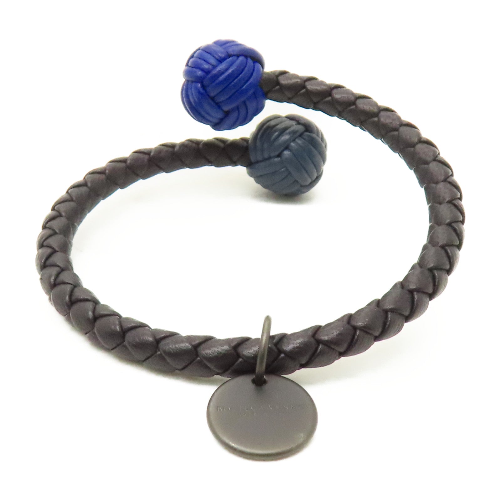 BOTTEGA VENETA 織紋皮革Bracelet手鐲黑色/藍色