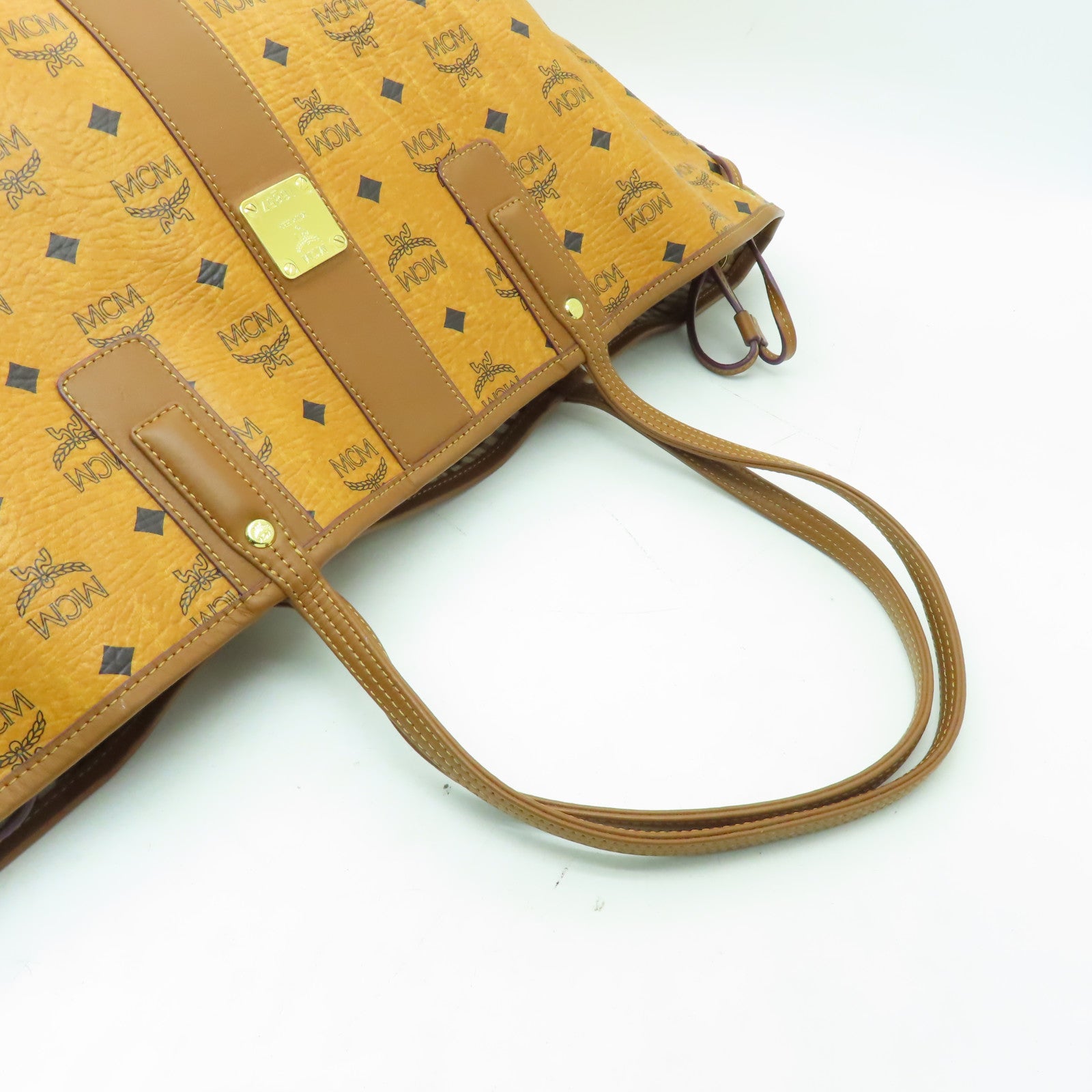 MCM 牛皮皮革Tote Bag金扣手挽袋啡色