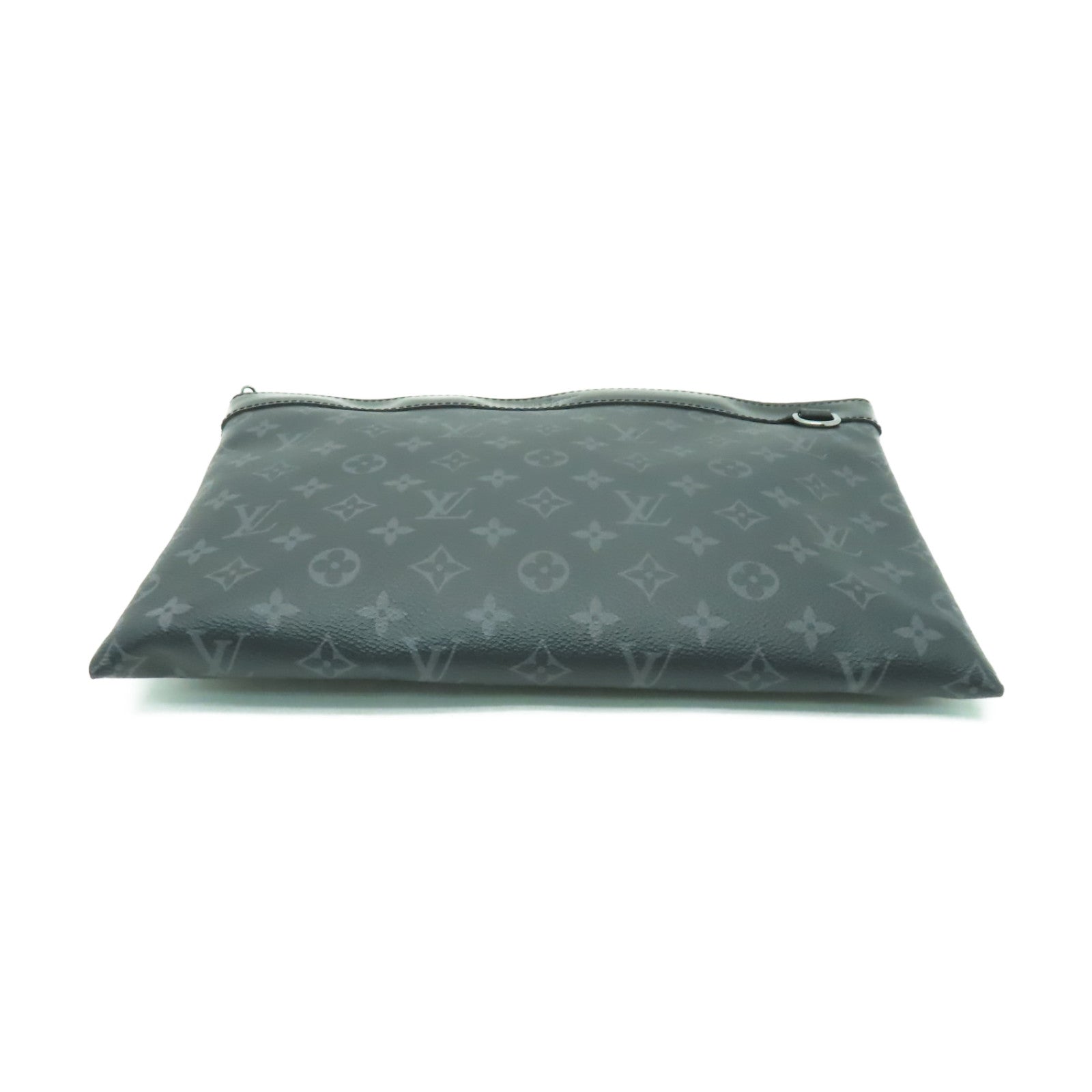 LOUIS VUITTON 【激減優惠】Monogram Eclipse Discouery Pochette銀扣手拿包黑色/灰色