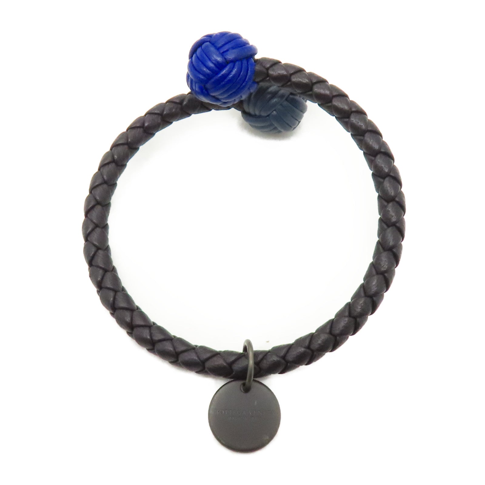 BOTTEGA VENETA 織紋皮革Bracelet手鐲黑色/藍色