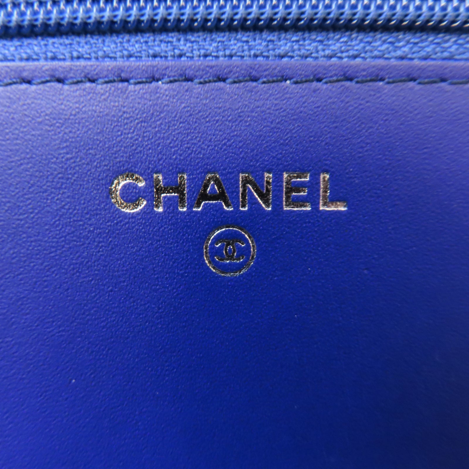 CHANEL 漆皮皮革Chain Shoulder銀扣鏈帶肩背袋藍色