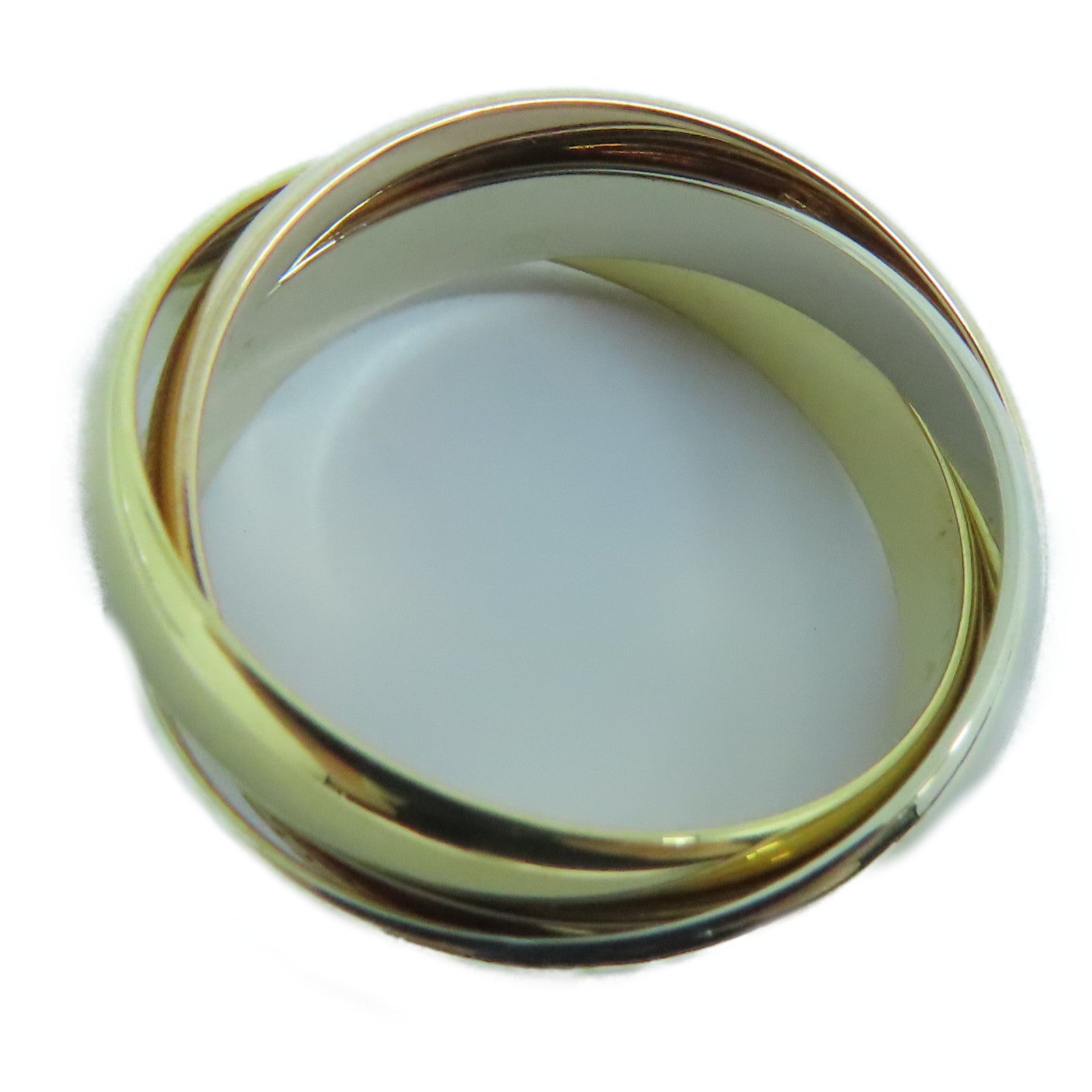 CARTIER 18K黃金/玫瑰金/白金Trinity戒指US#6.75/Cartier#54金色/粉金色/銀色