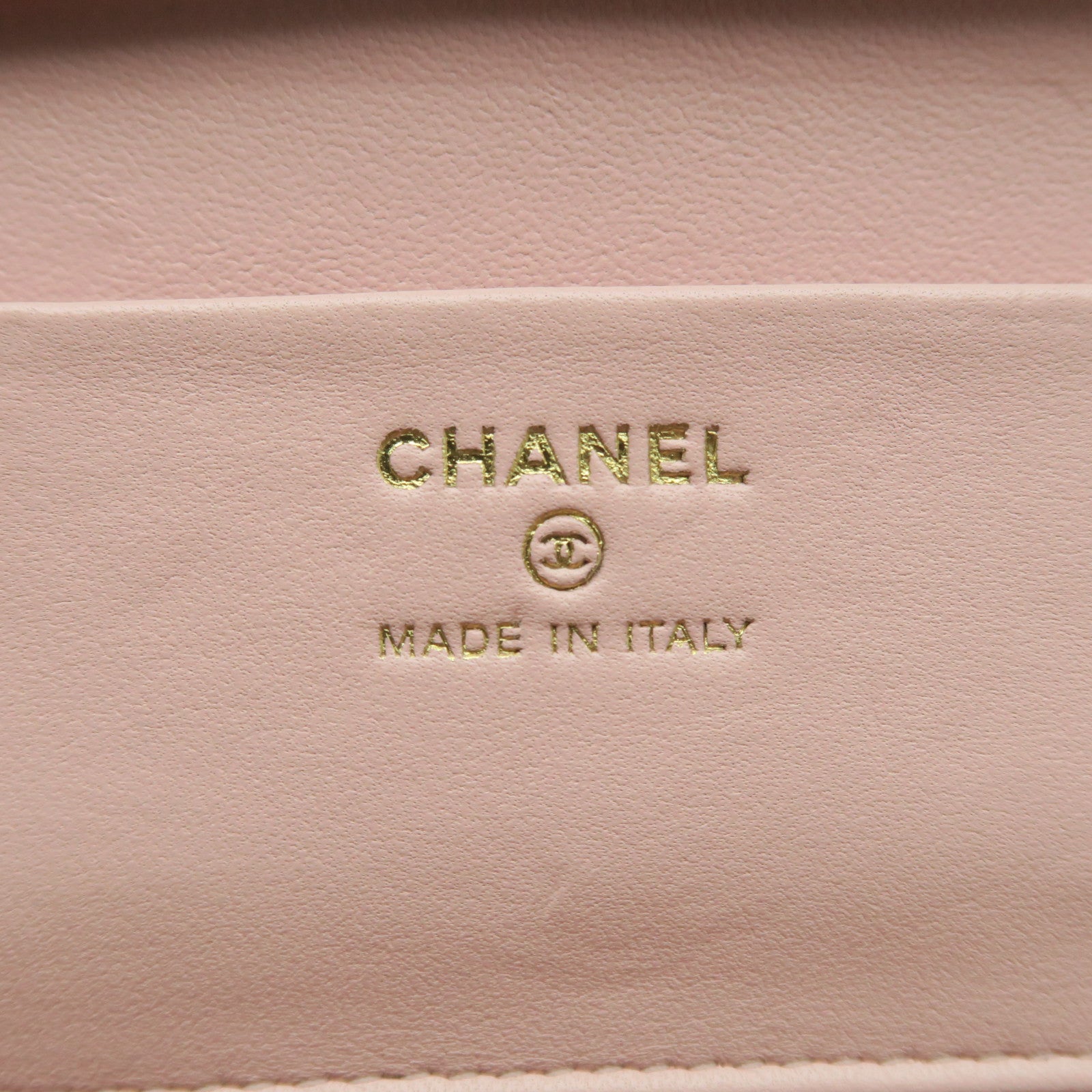 CHANEL 菱格牛皮皮革Vanity Case金扣鏈帶肩背袋粉紅色
