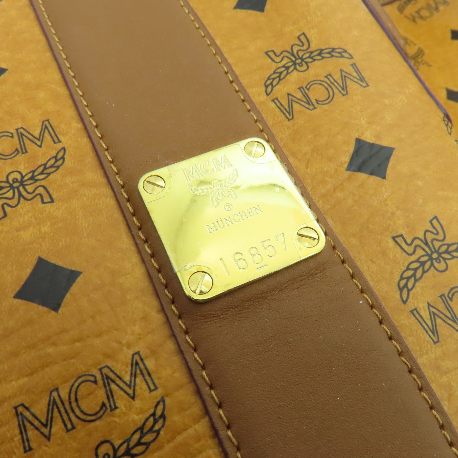 MCM 牛皮皮革Tote Bag金扣手挽袋啡色