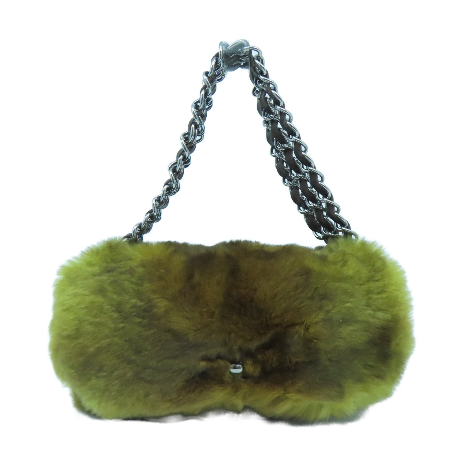 CHANEL furry Chain Shoulder silver buckle handle bag color