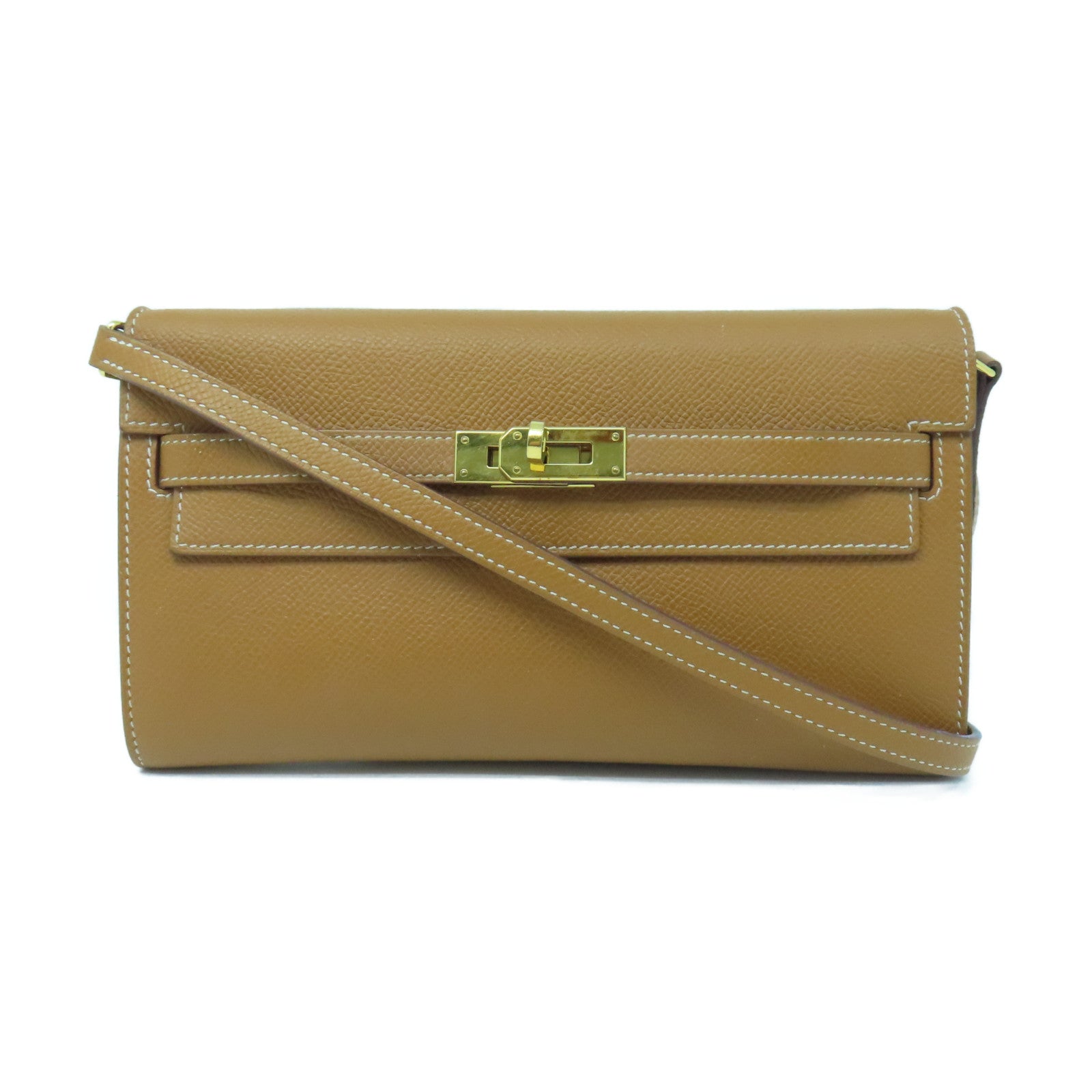 HERMES Veau Epsom Leather Kelly To Go Shoulder Bag Gold Buckle Gold