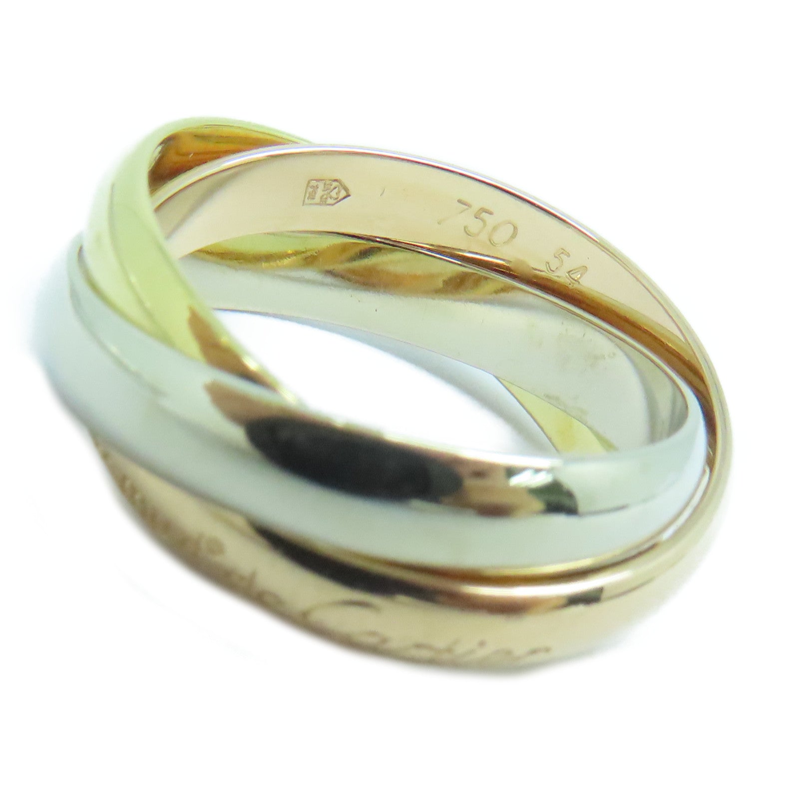 CARTIER 18K黃金/玫瑰金/白金Trinity戒指US#6.75/Cartier#54金色/粉金色/銀色