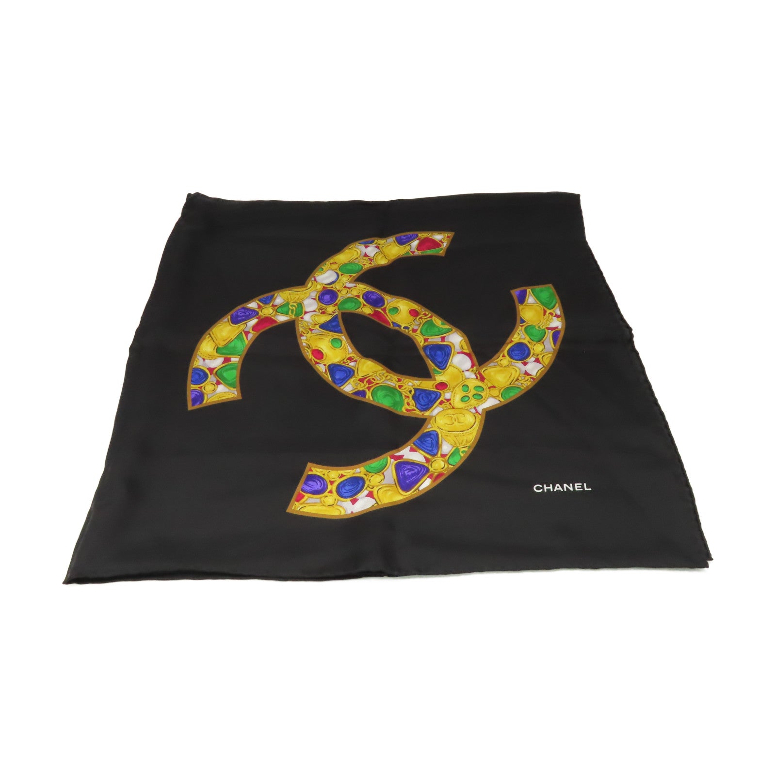 CHANEL 絲質Scarf絲巾黑色/彩色