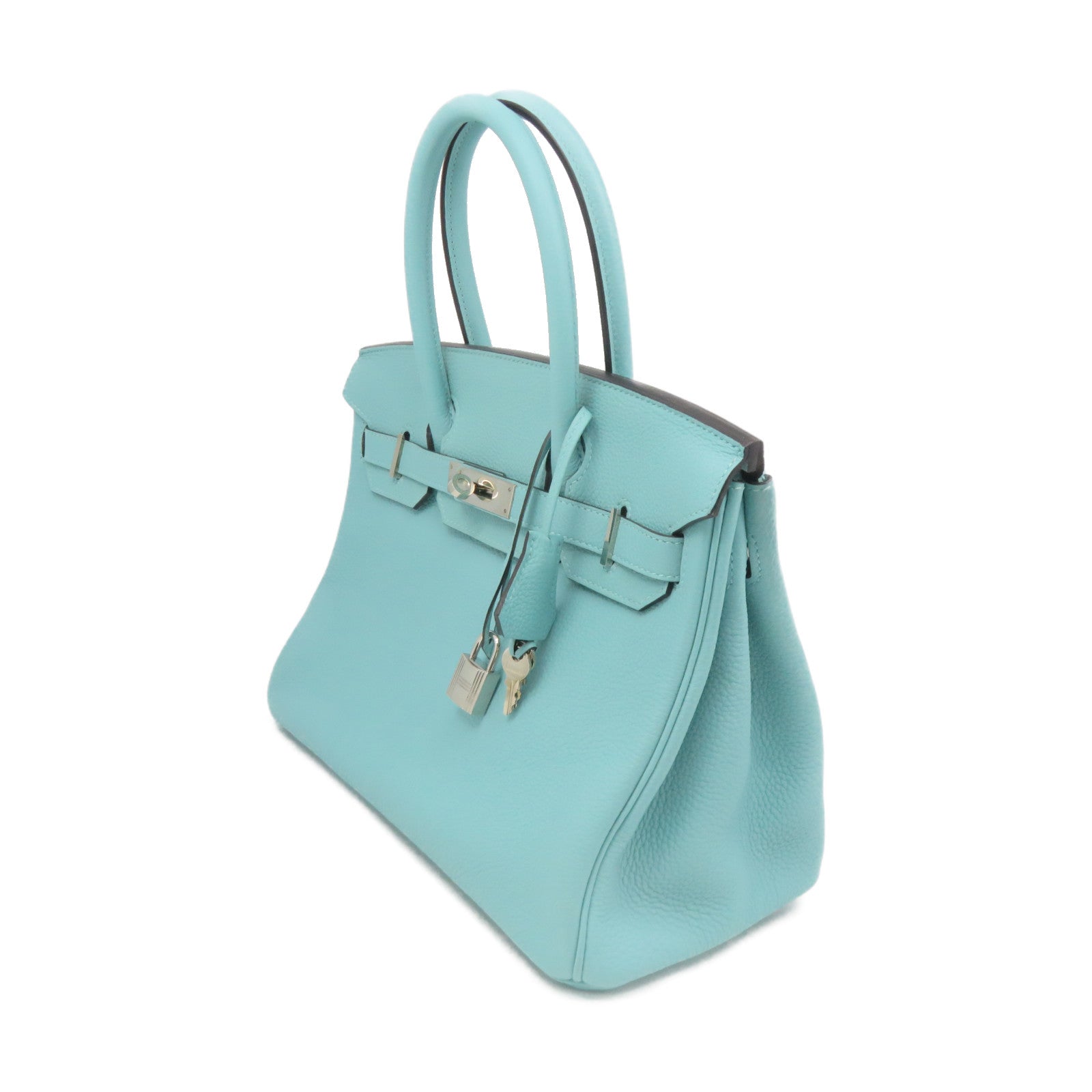 HERMES 【激減優惠】Togo皮革Birkin 30 Hand Bag銀扣手挽袋Blue Atoll馬龍藍色