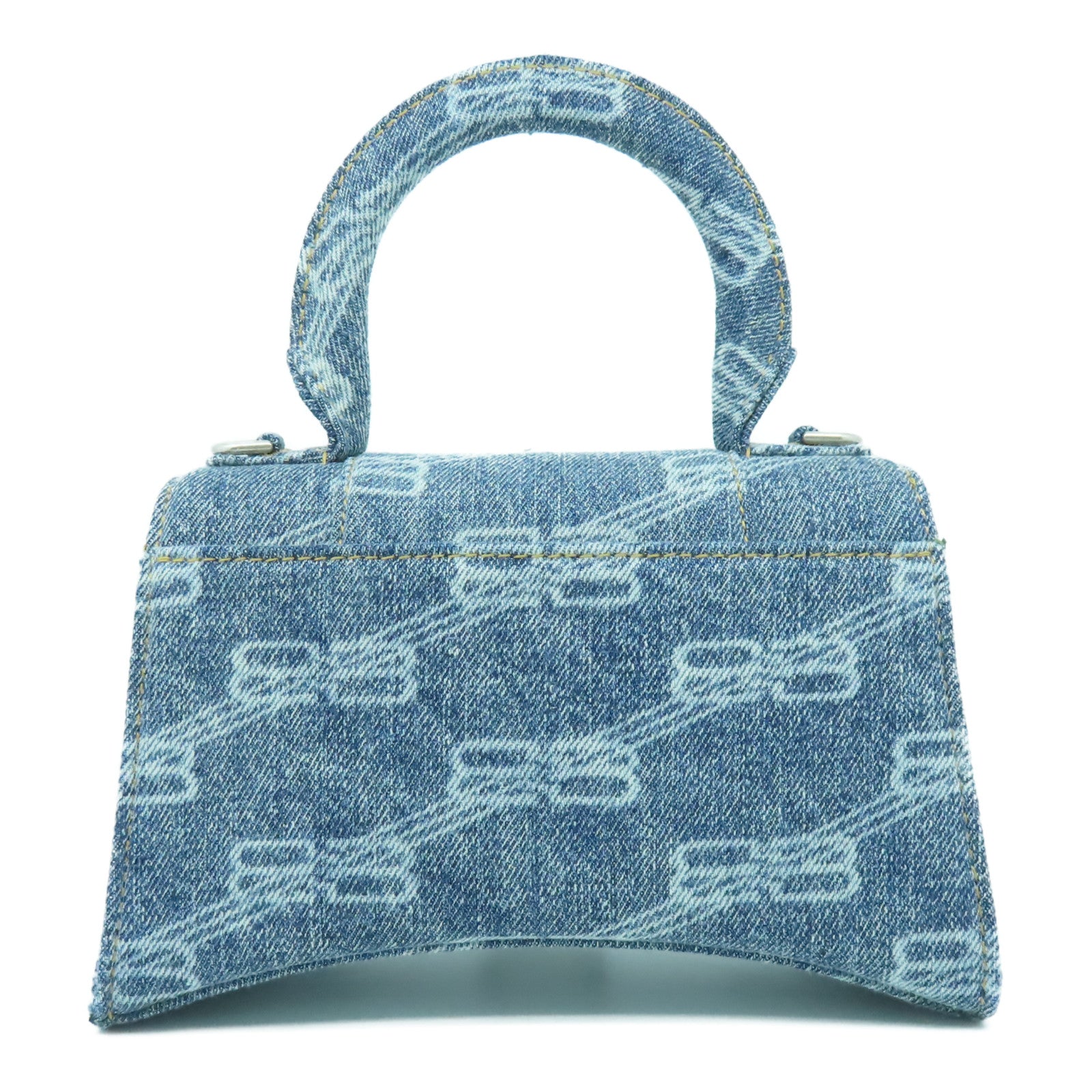 BALENCIAGA 牛仔布2 Way Shoulder Bag銀扣手挽肩背兩用袋藍色