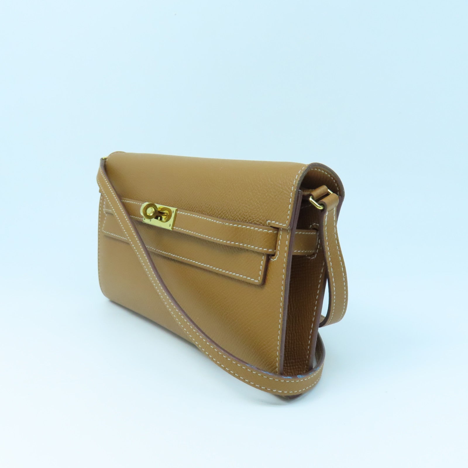 HERMES Veau Epsom Leather Kelly To Go Shoulder Bag Gold Buckle Gold