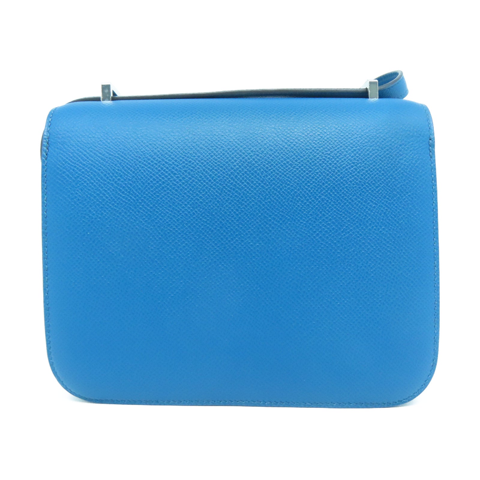 HERMES Veau Epsom皮革Constance Mini銀扣肩背袋海藍綠色