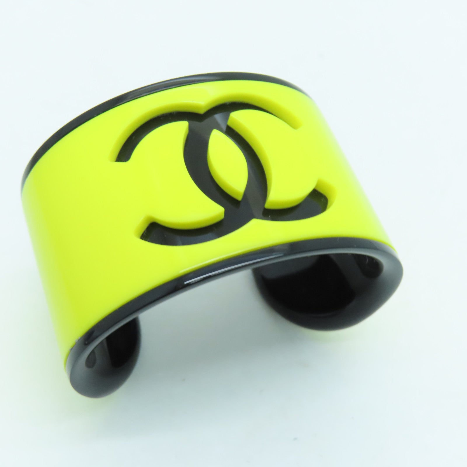 CHANEL PVC Bangle手鐲黒色/黃色