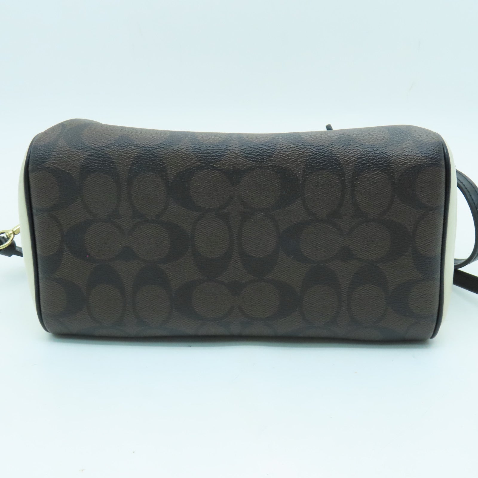 COACH PVC 2 Way Shoulder金扣手挽肩背兩用袋啡色/白色