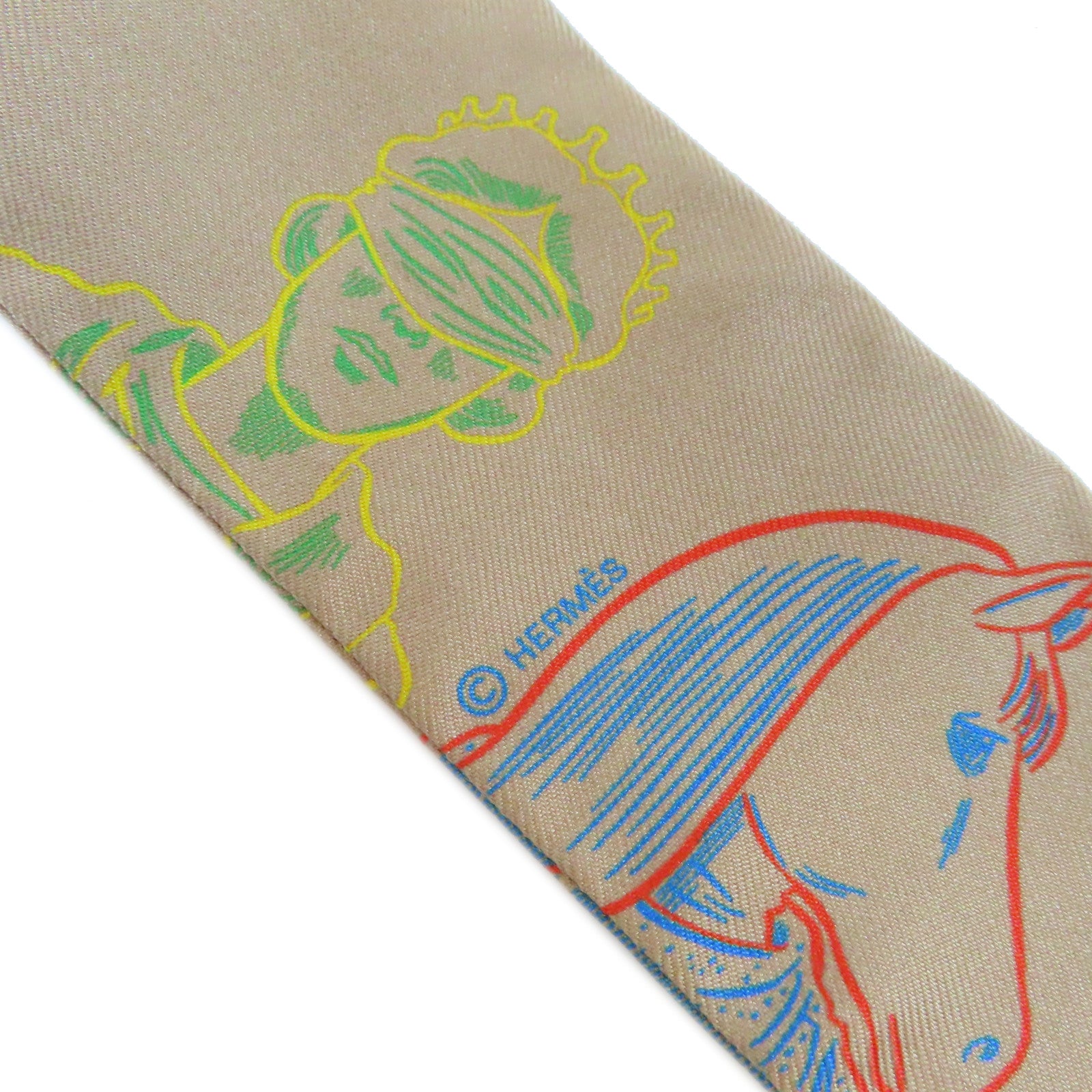 HERMES 絲質Twilly Scarf絲巾啡色