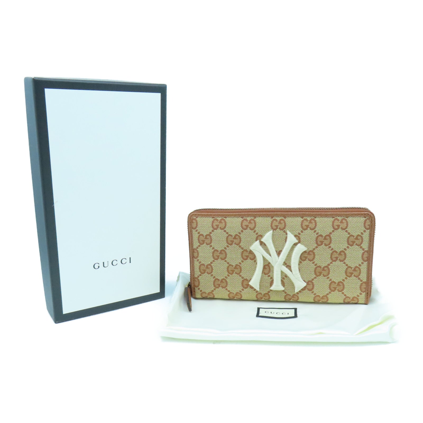 GUCCI Canvas Long Wallet Gold Buckle Long Wallet Brown