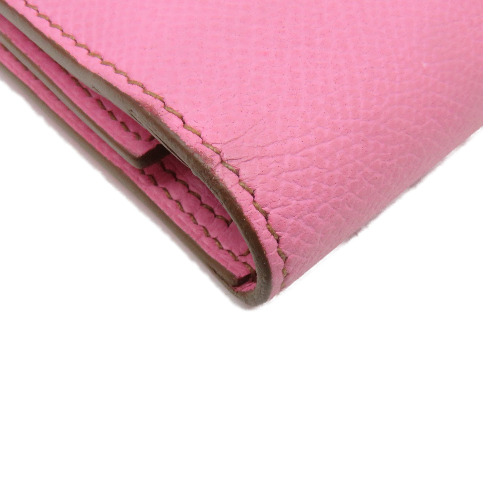 HERMES 【激減優惠】Epsom皮革Bearn W Snap Wallet銀扣長銀包粉紅色
