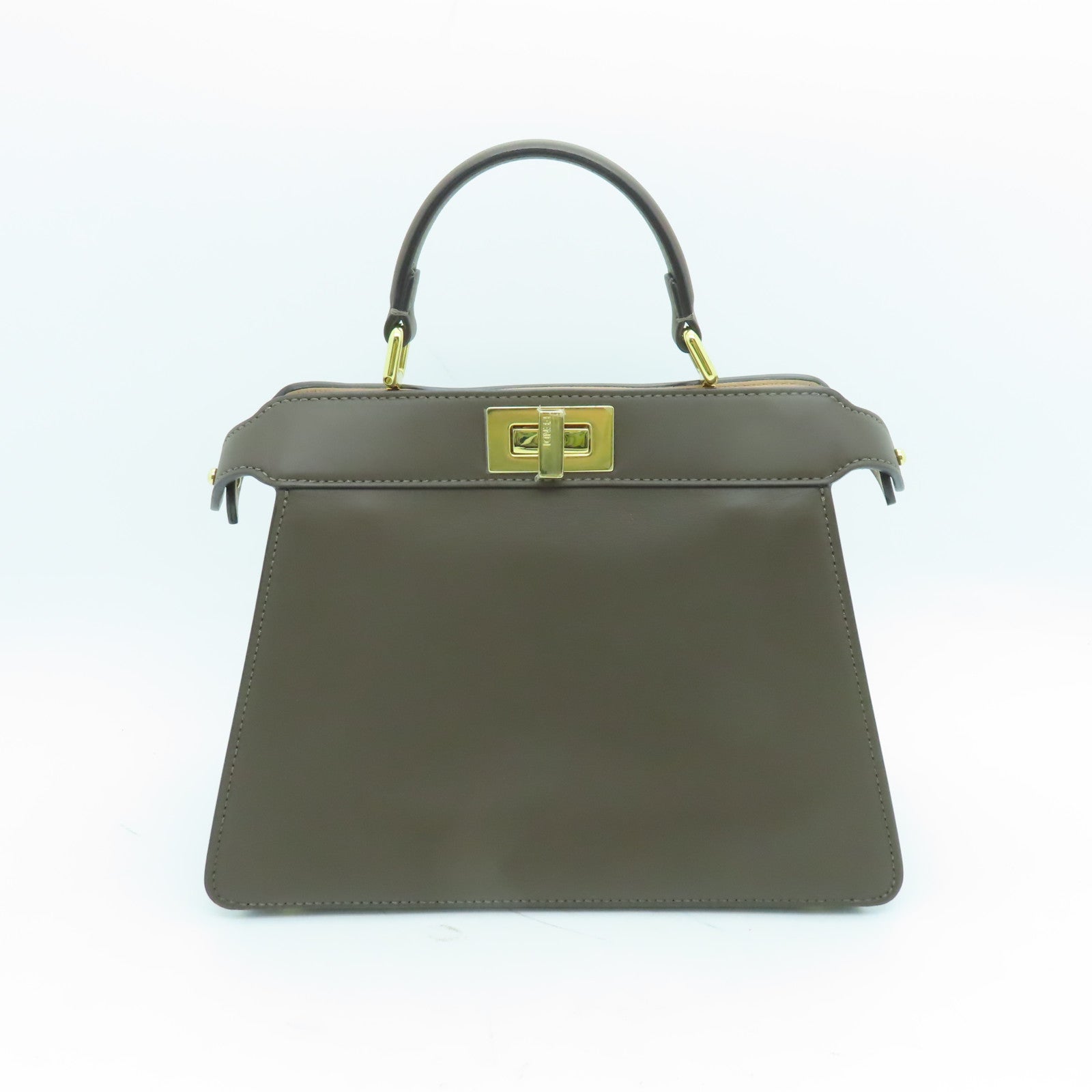 FENDI 【激減優惠】牛皮皮革Peekaboo Iseeu Small金扣手挽肩背兩用袋啡色