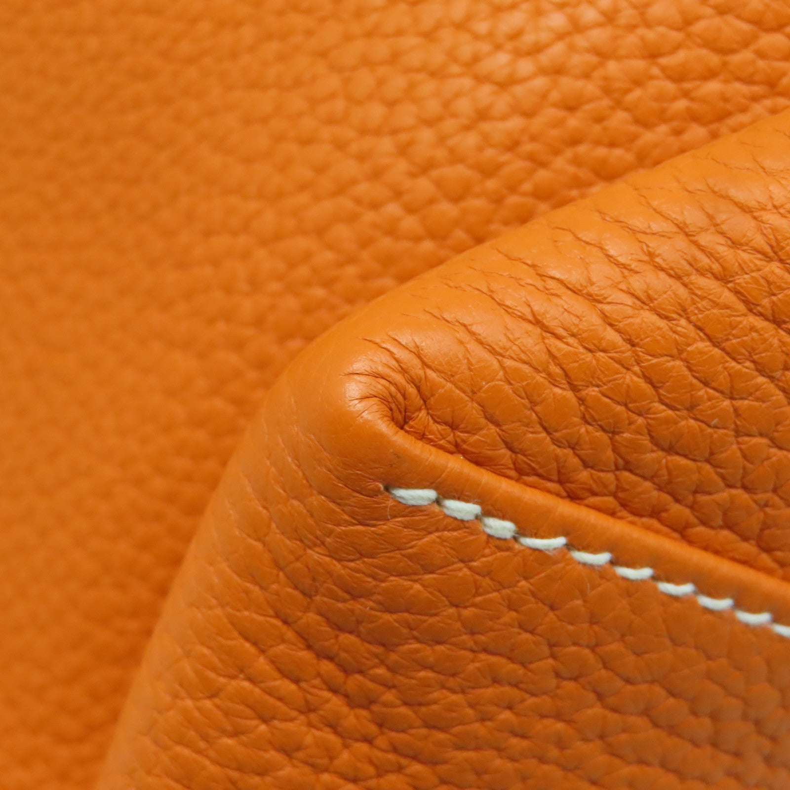 HERMES Clemence皮革Double Sens手挽袋橙色