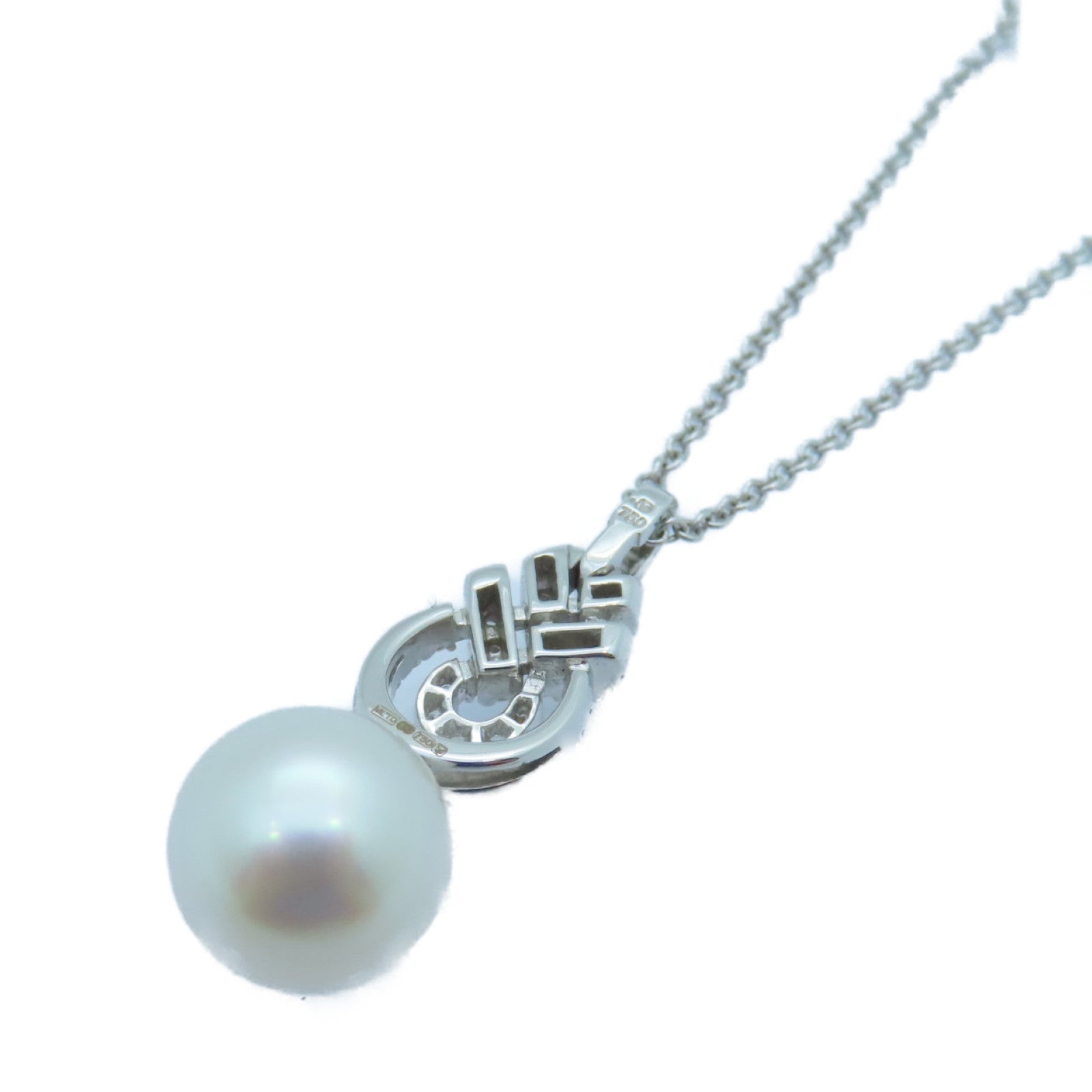 MIKIMOTO 18K White Gold Pearl Necklace 0.33ct Diamond/11.5mm Pearl Necklace
