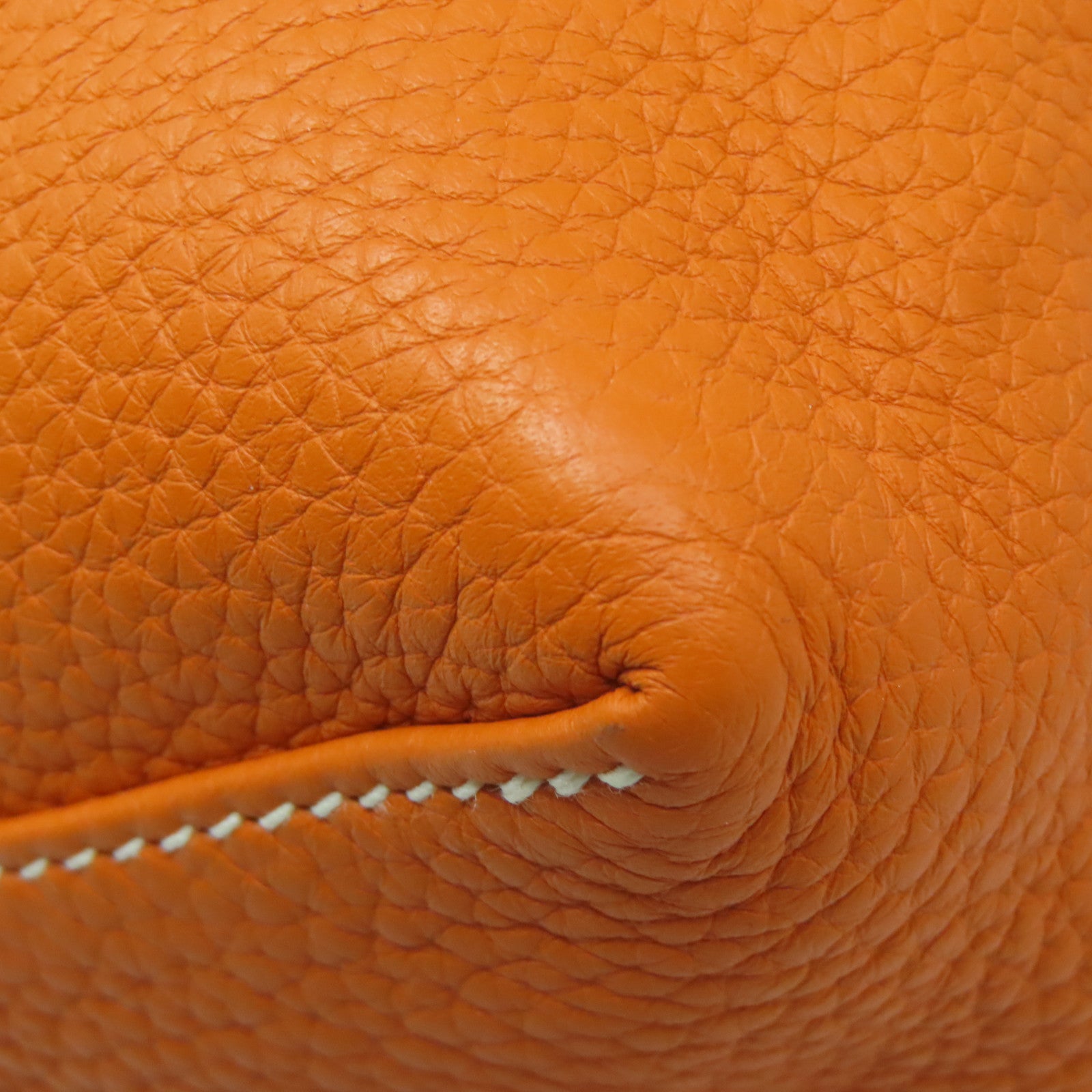 HERMES Clemence皮革Double Sens手挽袋橙色
