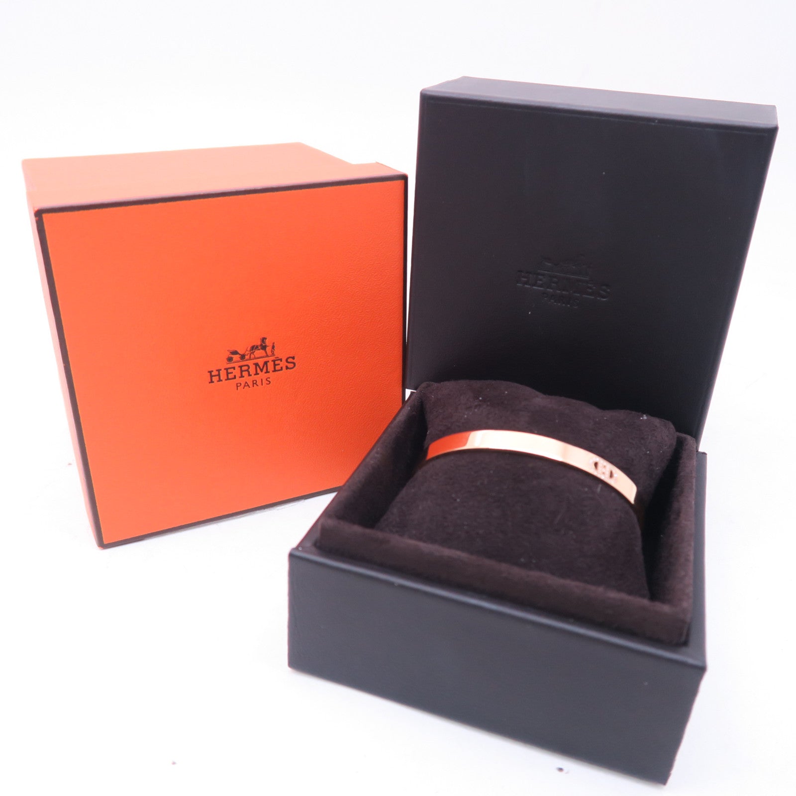 HERMES 18K玫瑰金H D'Ancre PM Bracelet鑽石手鐲