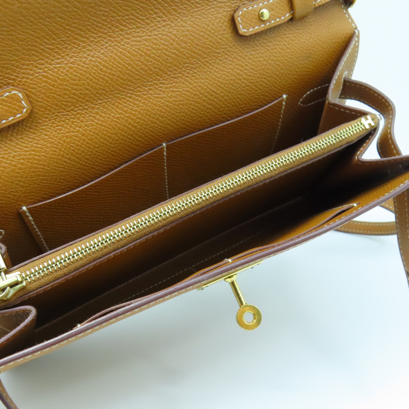 HERMES Veau Epsom Leather Kelly To Go Shoulder Bag Gold Buckle Gold