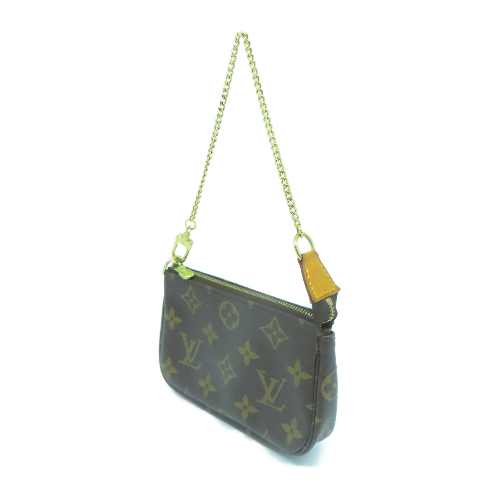 LOUIS VUITTON Monogram Mini Pochette Accessoires金扣手挽袋啡色