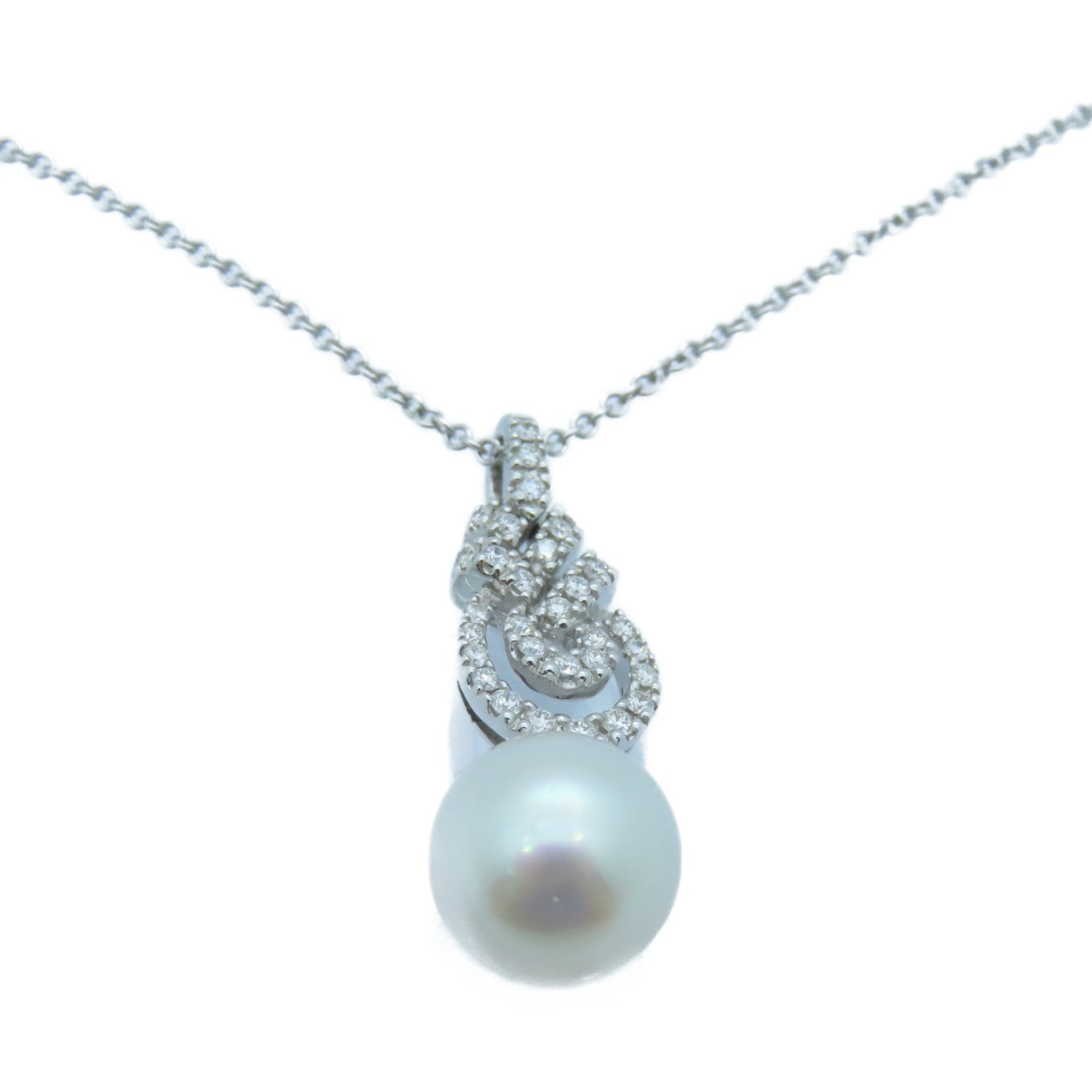 MIKIMOTO 18K White Gold Pearl Necklace 0.33ct Diamond/11.5mm Pearl Necklace