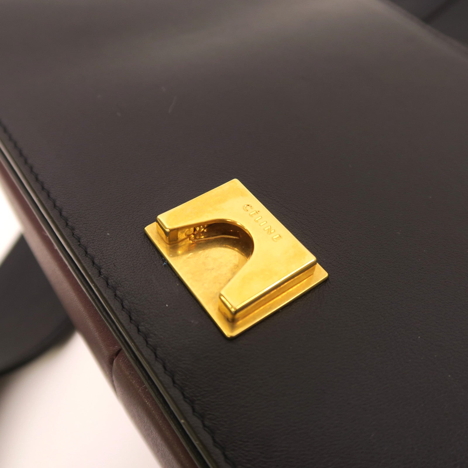 CELINE 牛皮皮革Shoulder Bag金扣肩背袋紅色/藍色