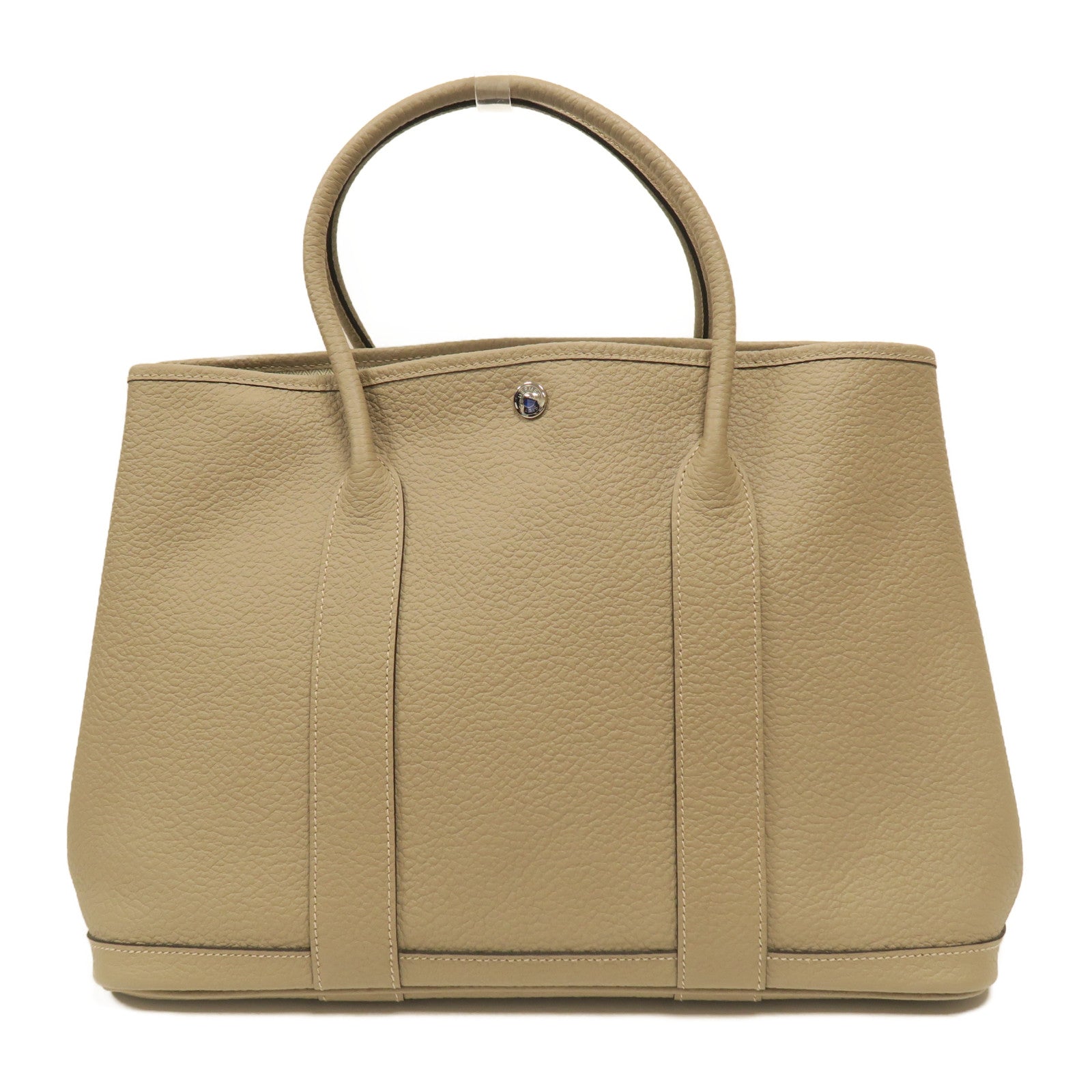 HERMES Country皮革Garden Party PM銀扣手挽袋Gris Tourterelle斑鳩灰色