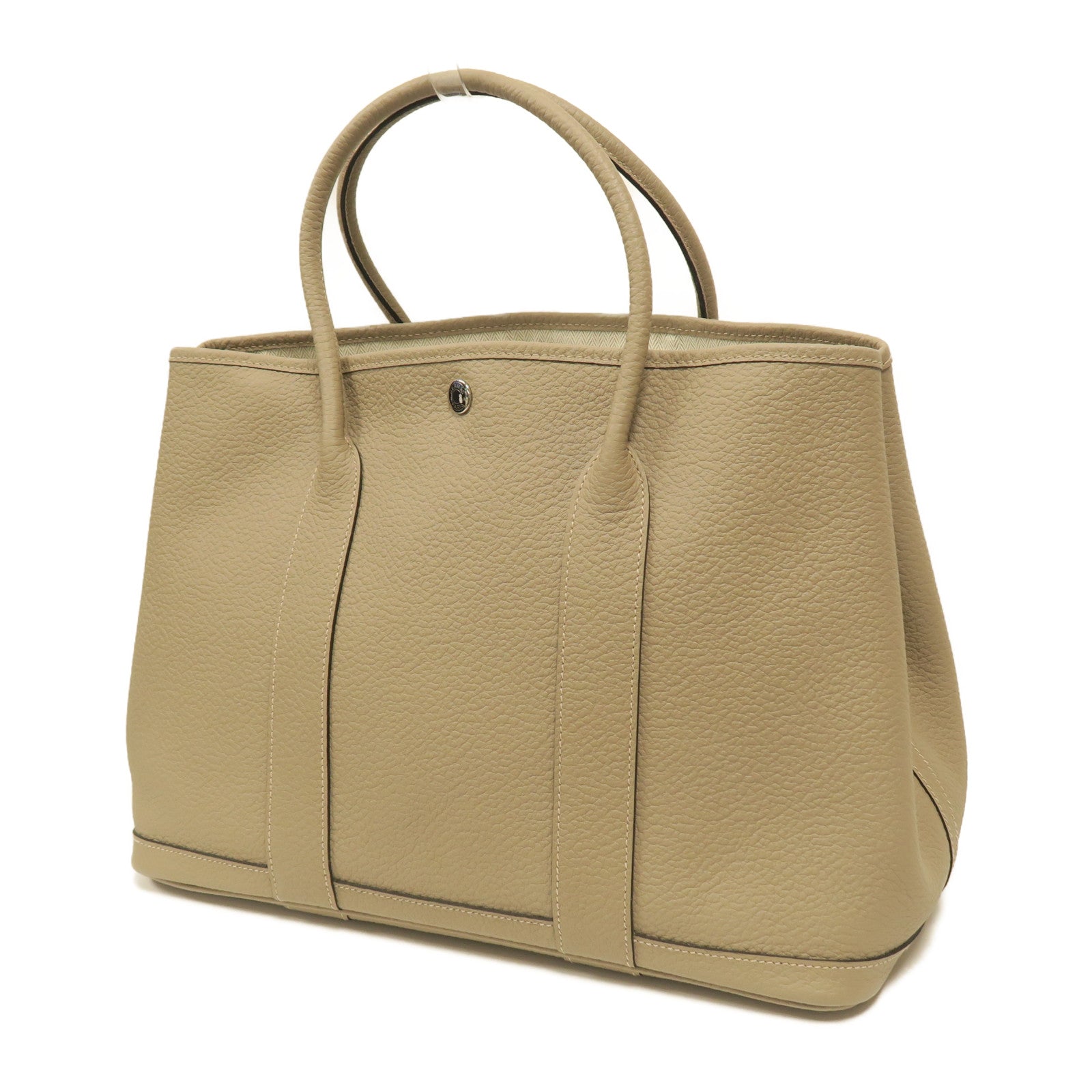 HERMES Country皮革Garden Party PM銀扣手挽袋Gris Tourterelle斑鳩灰色