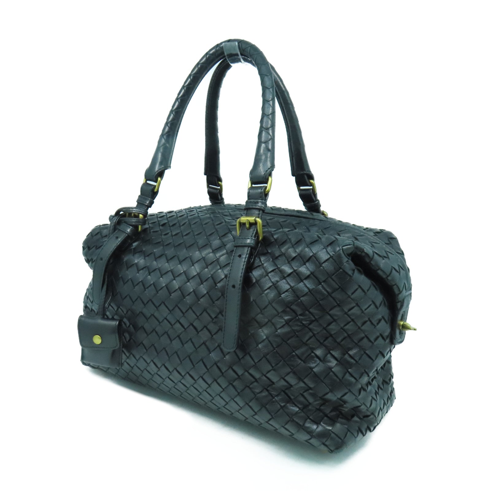 BOTTEGA VENETA 織紋羊皮皮革Shoulder Bag金扣肩背袋黑色