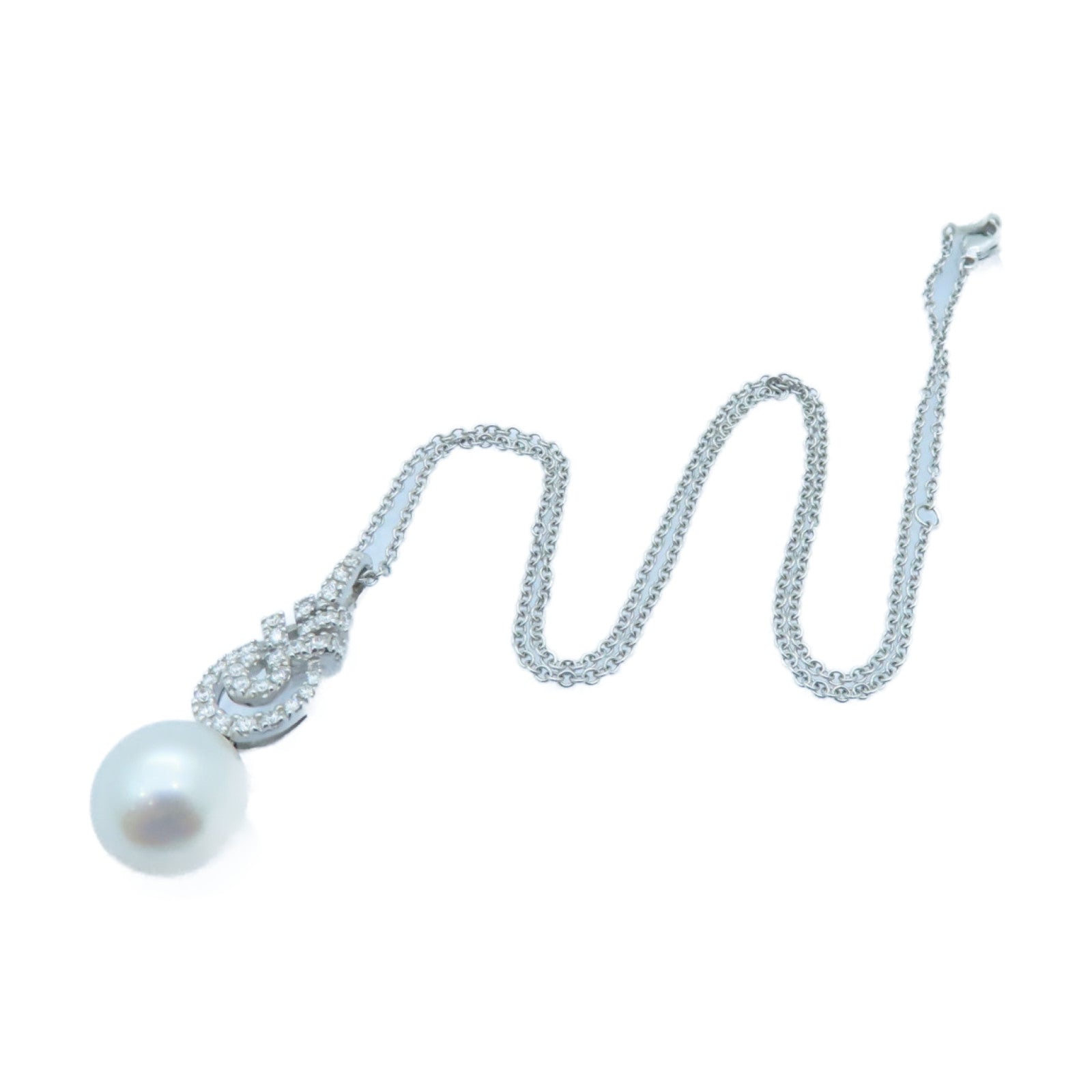 MIKIMOTO 18K White Gold Pearl Necklace 0.33ct Diamond/11.5mm Pearl Necklace